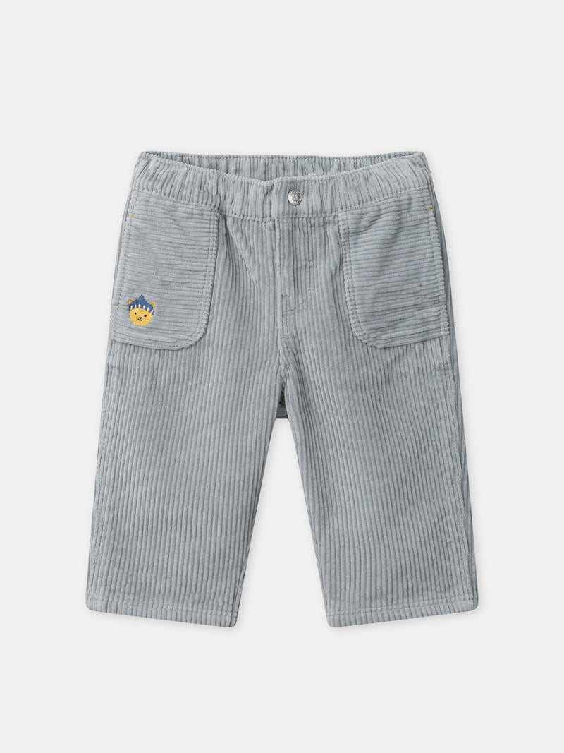 Pantalones de terciopelo azul grisáceo para bebés niños