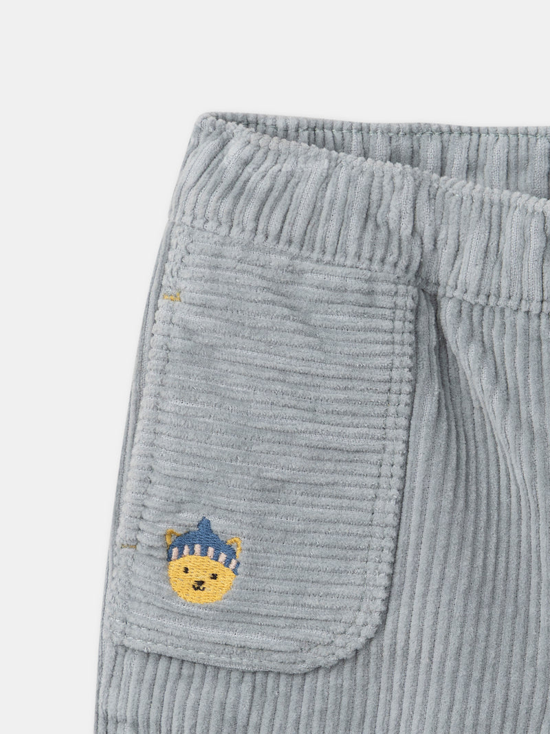 Pantalones de terciopelo azul grisáceo para bebés niños