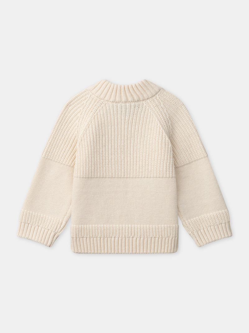 Suéter beige con cara de animal para bebé niño