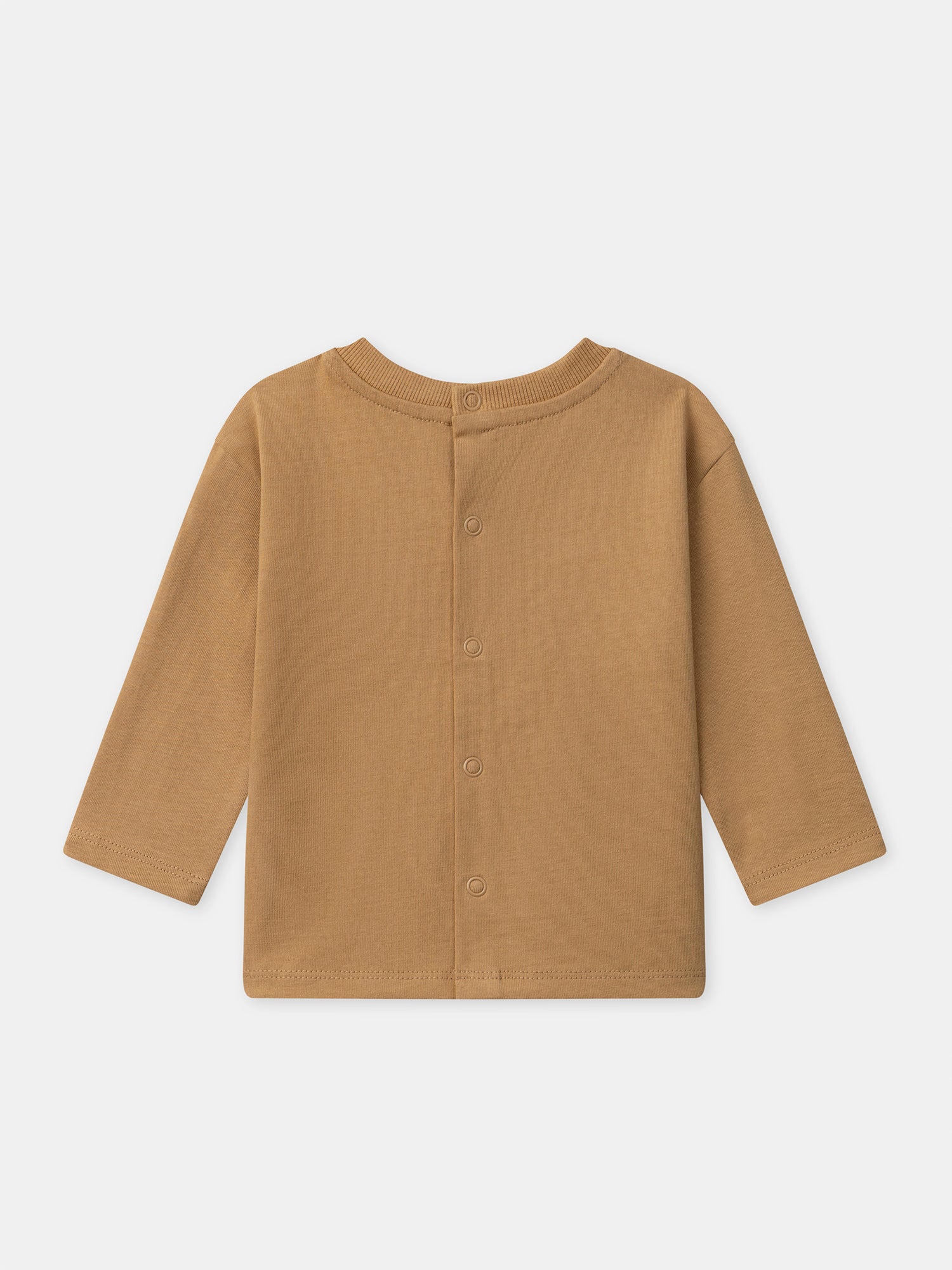 Camiseta marrón con parche de oso y mangas largas para bebé niño