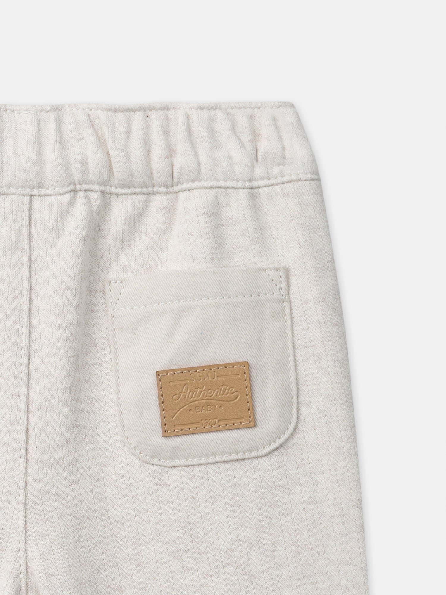 Pantalones ecru con cara de animal para bebé niño