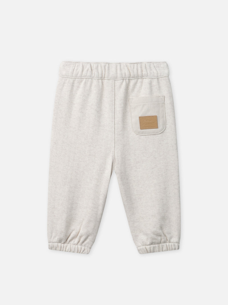 Pantalones ecru con cara de animal para bebé niño