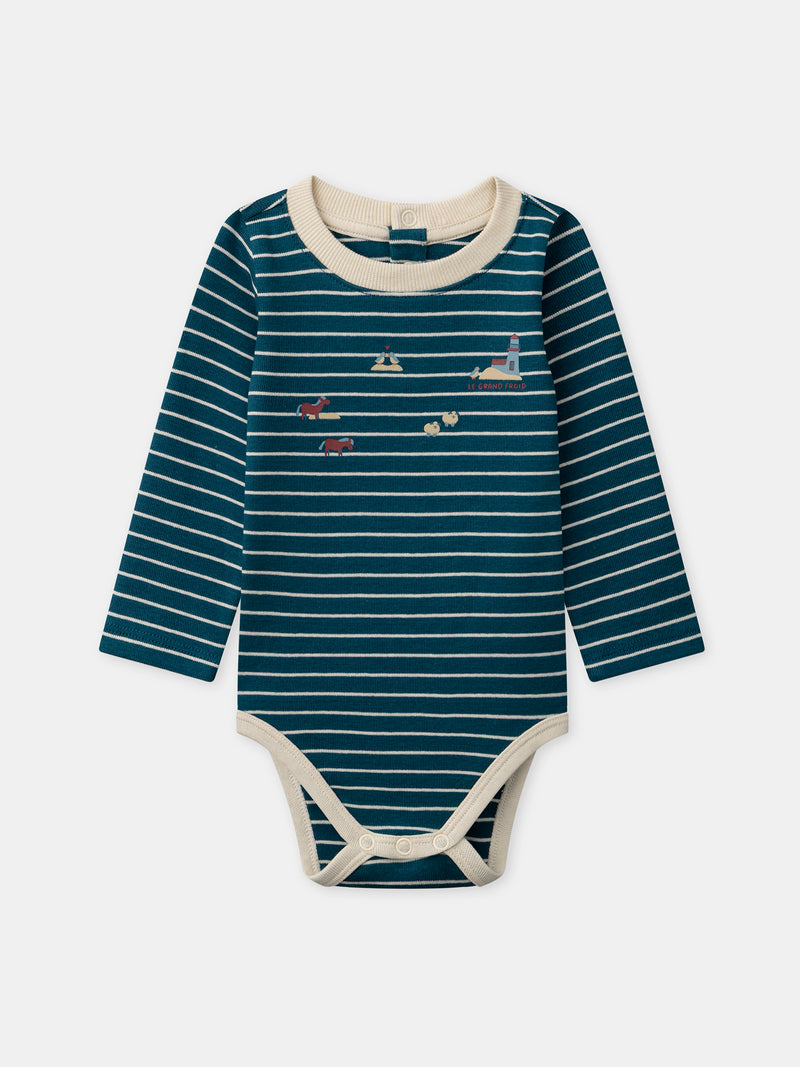 Camiseta Ecru de Manga Larga con Impresiones de Animales para Bebé Niño