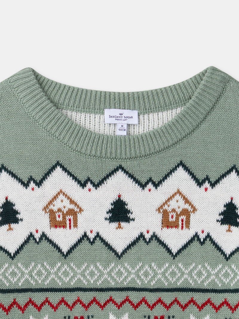 Pull de noël vert sauge Femme
