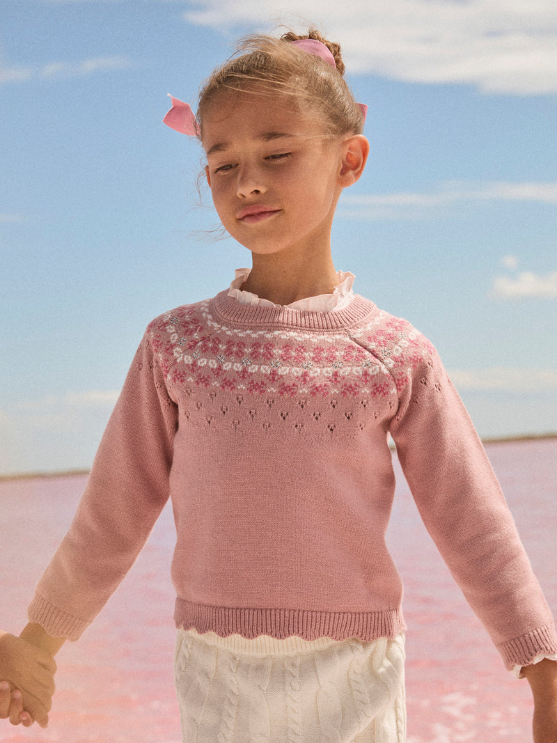 Suéter Rosa de Jacquard para Niñas
