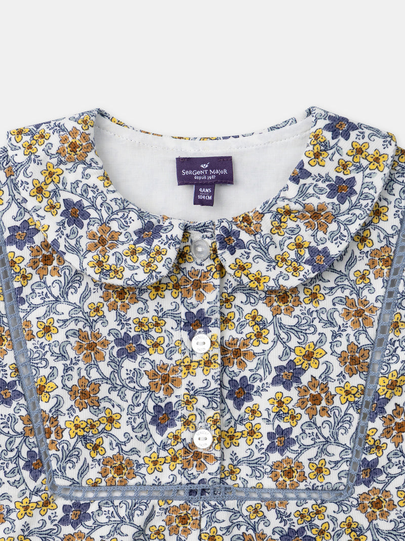 Blouse à col claudine imprimé fleuri Fille