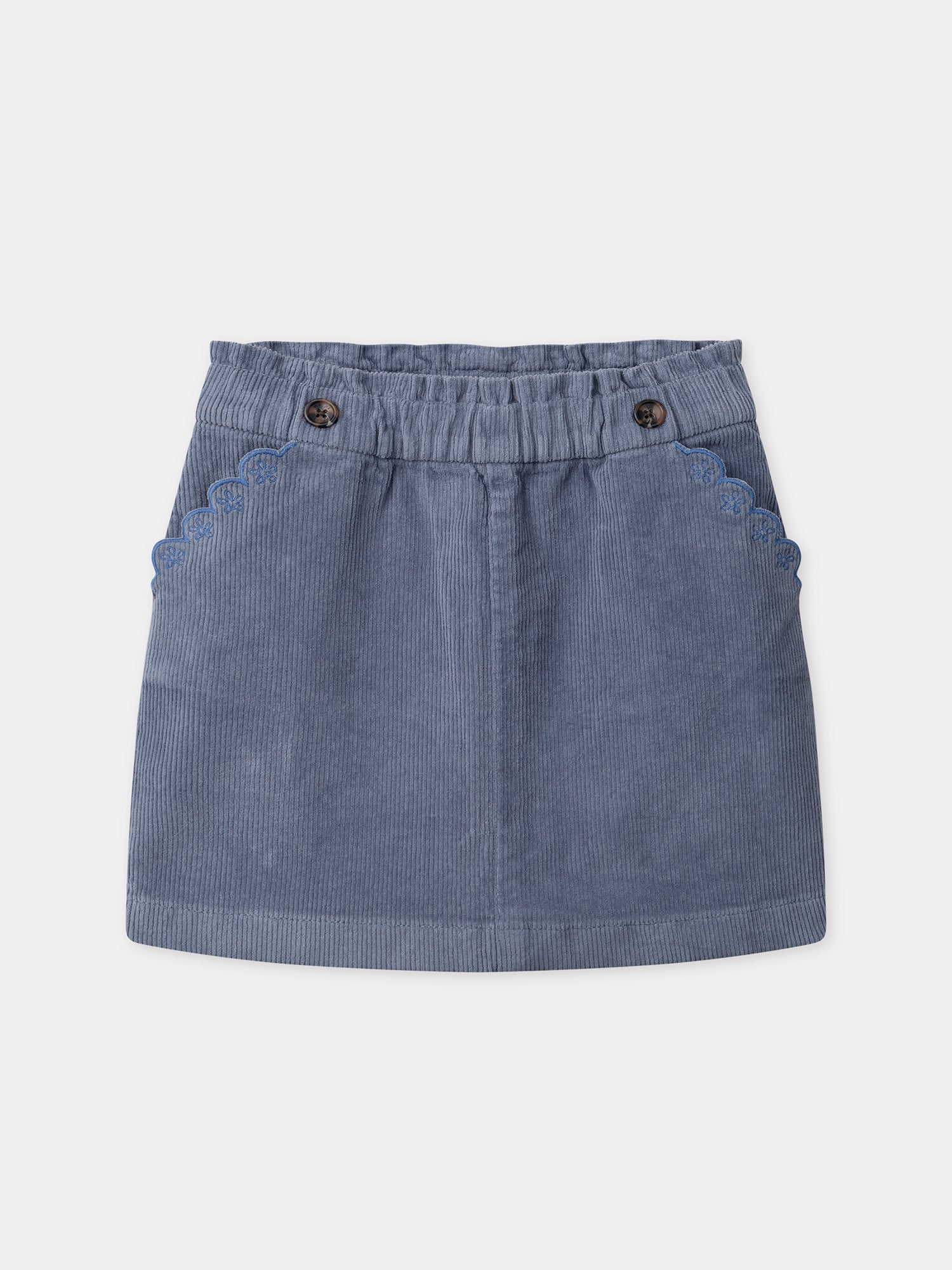Falda de Terciopelo Azul para Niñas