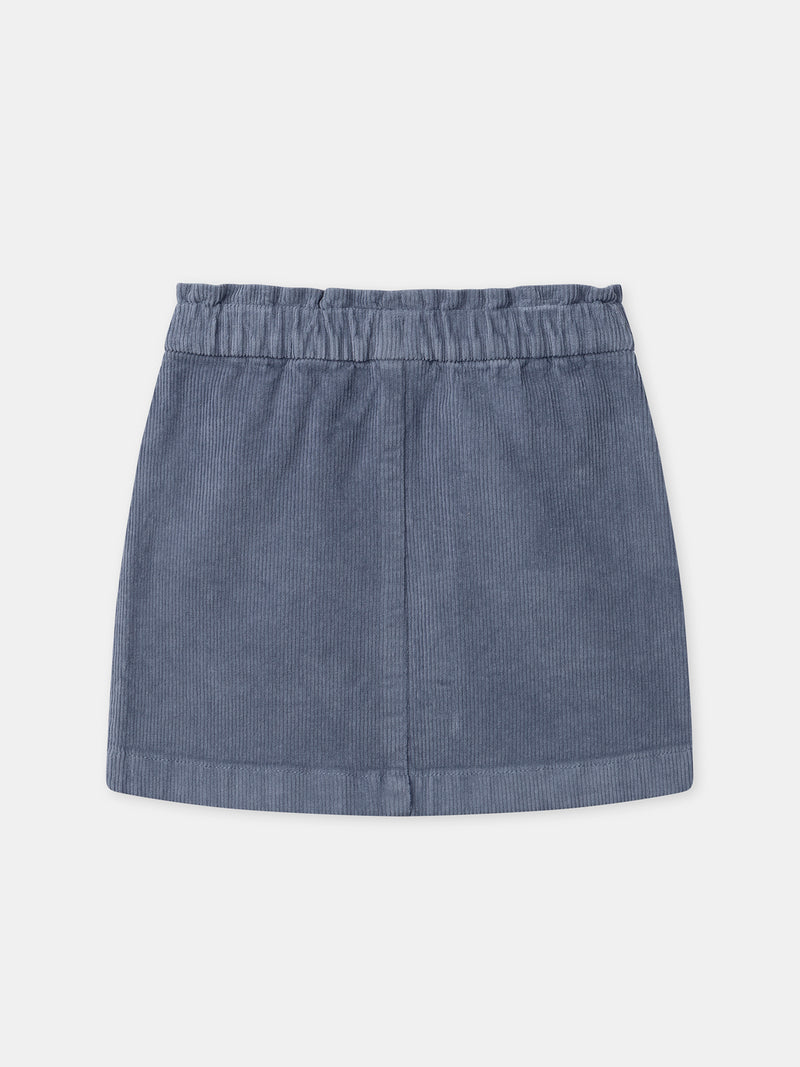 Falda Azul de Terciopelo para Niña