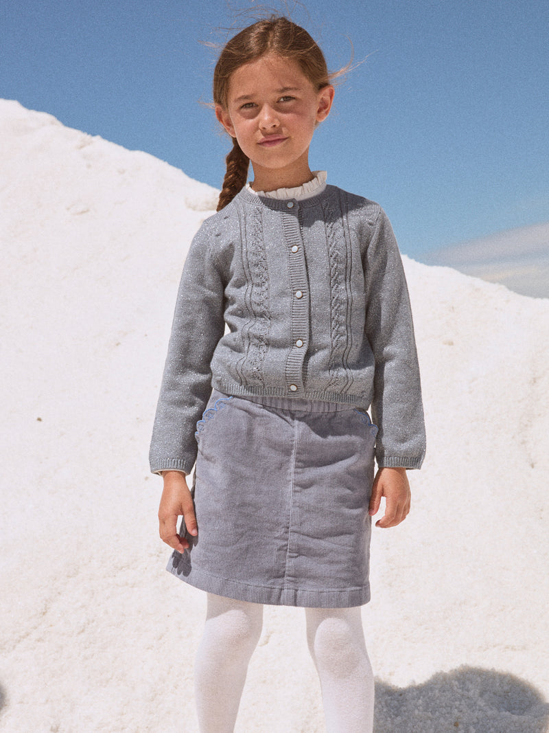 Falda Azul de Terciopelo para Niña