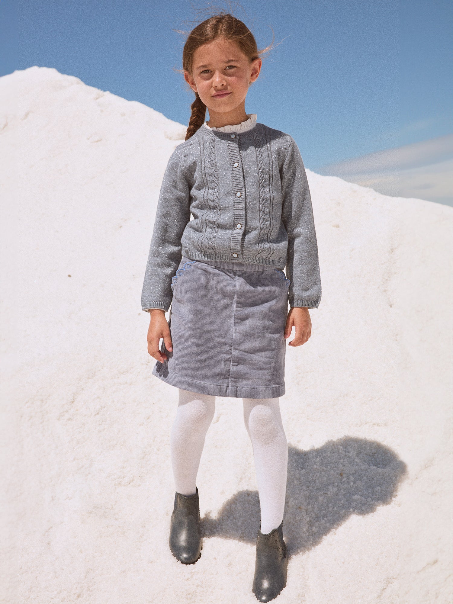 Falda Azul de Terciopelo para Niña