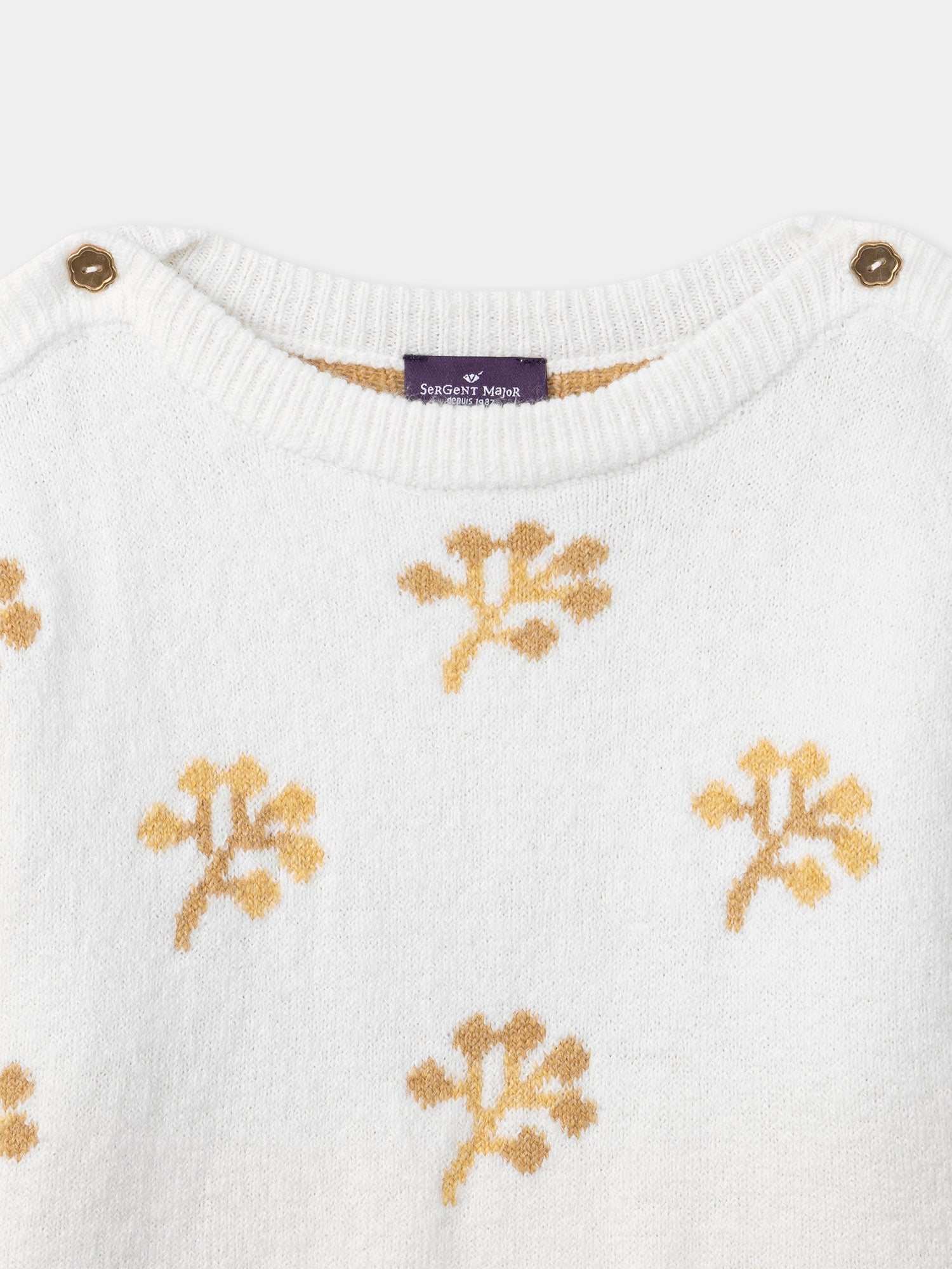 Suéter blanco con motivos de flores amarillas para Niña