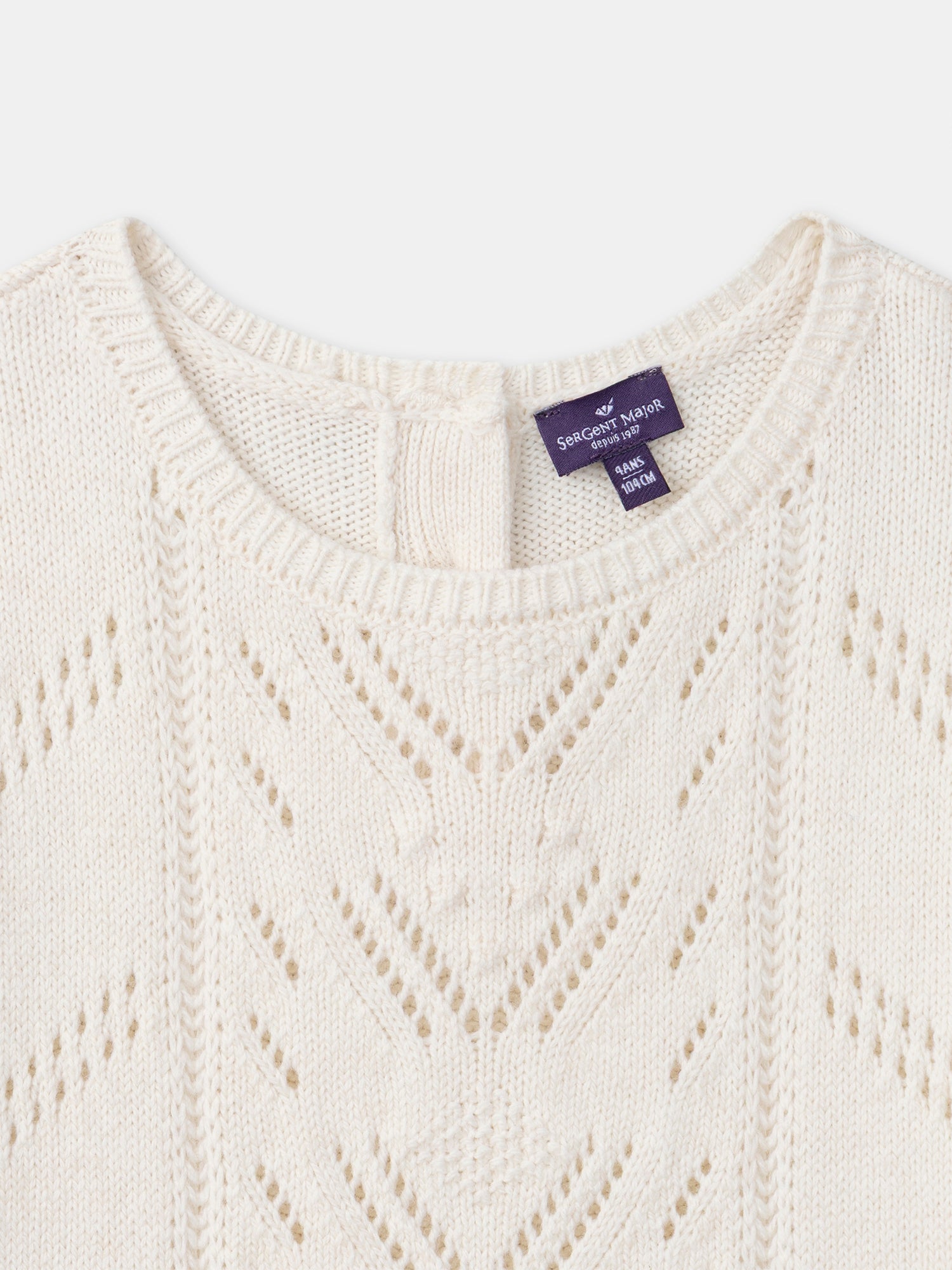 Vestido bicolor ecru con parte inferior impresa de flores para niñas