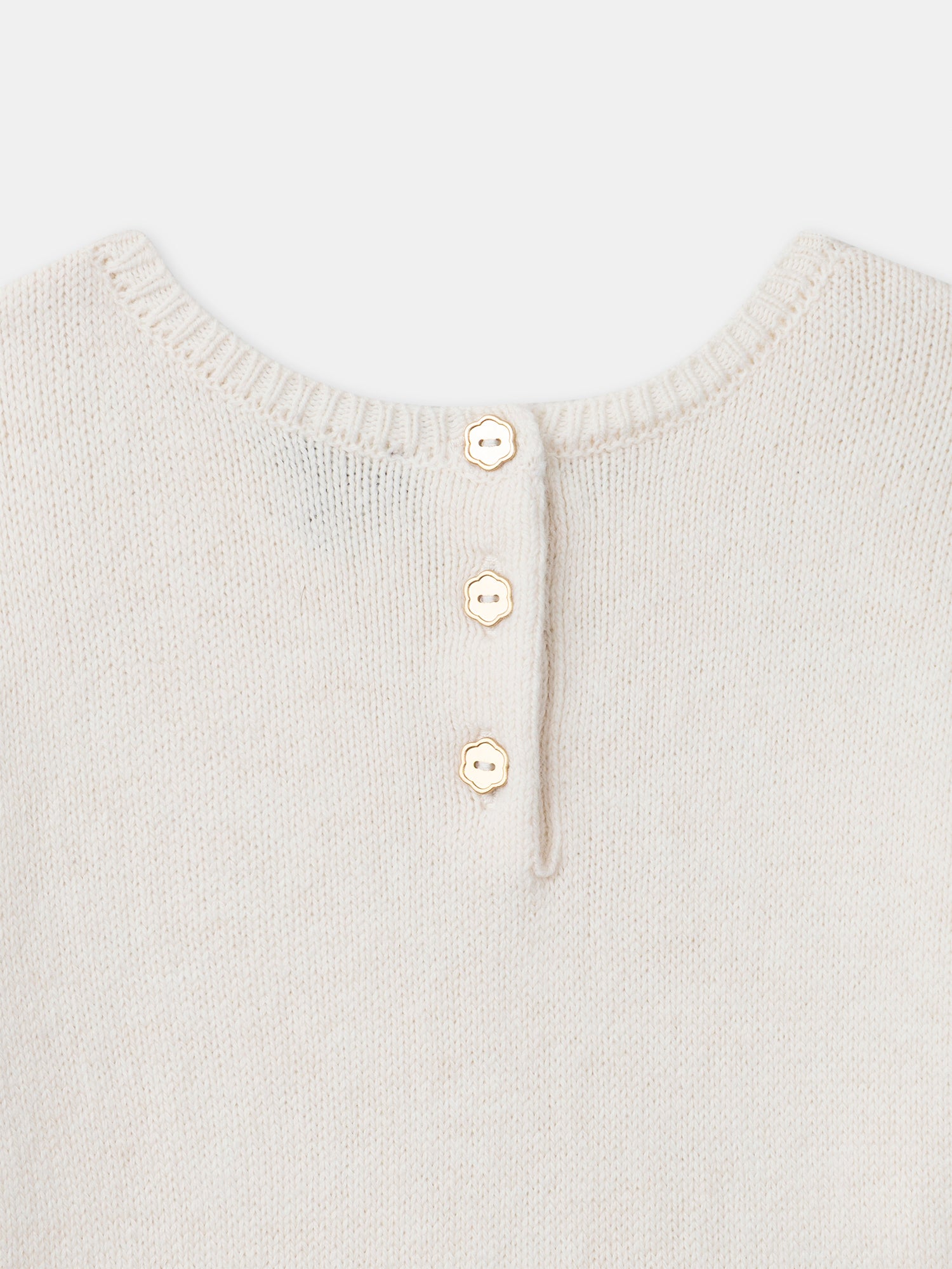 Vestido bicolor ecru con parte inferior impresa de flores para niñas