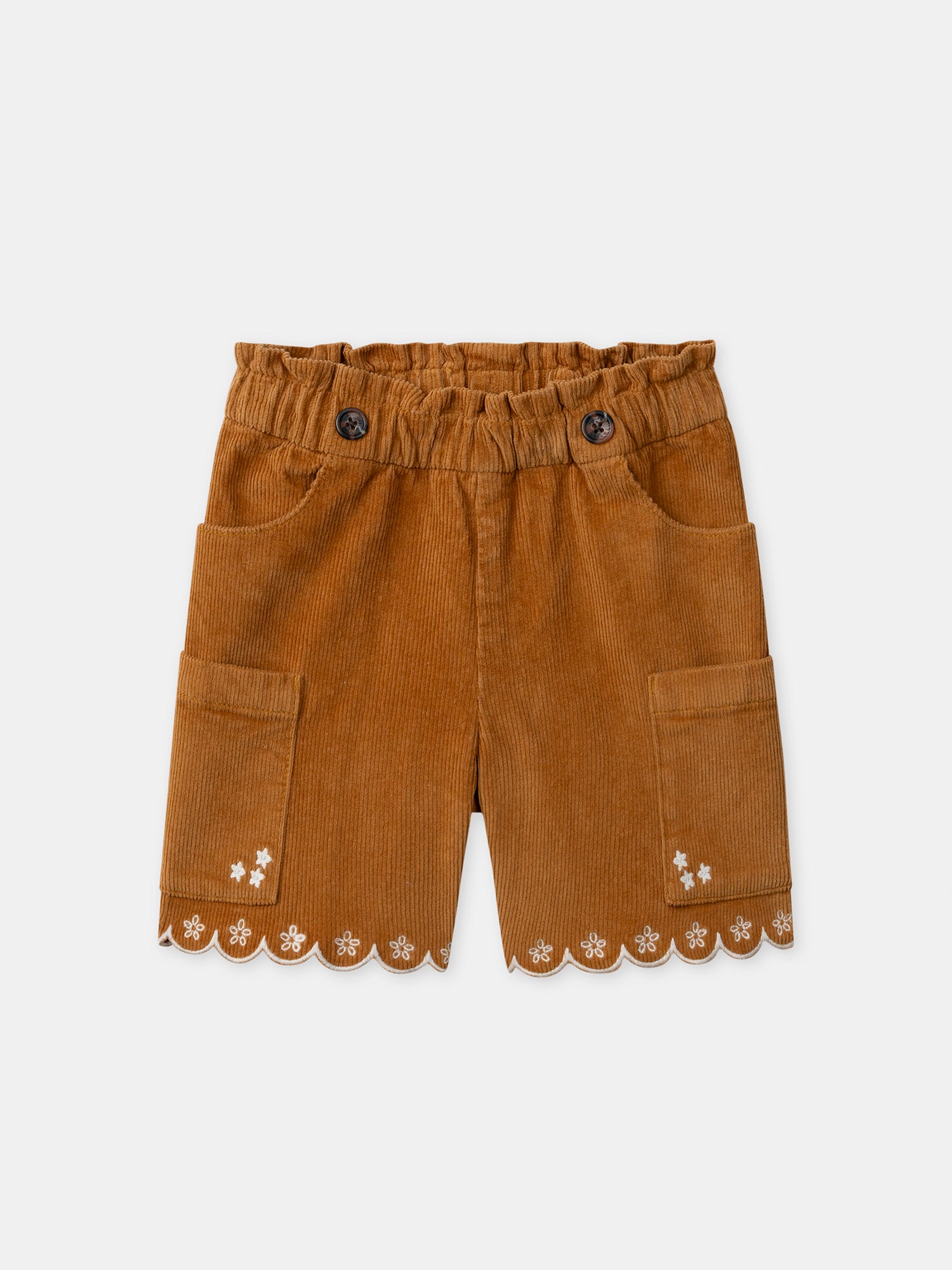 Pantalones cortos de terciopelo marrón para niñas