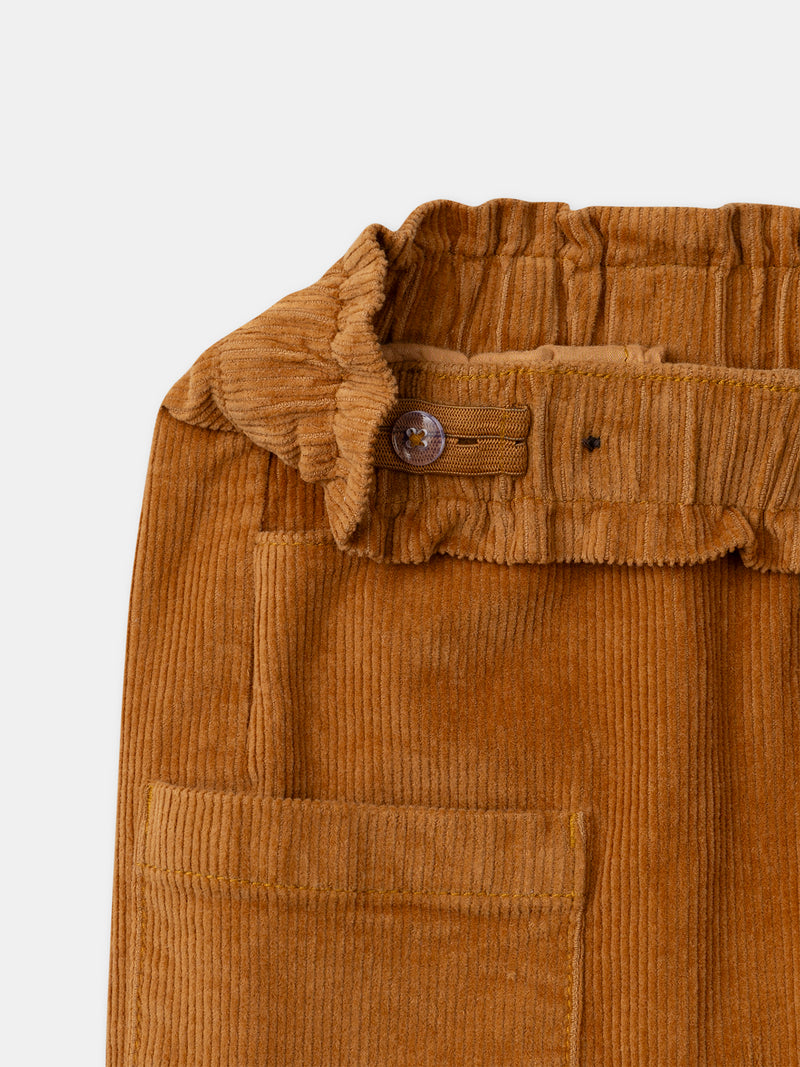 Short marron en velours Fille