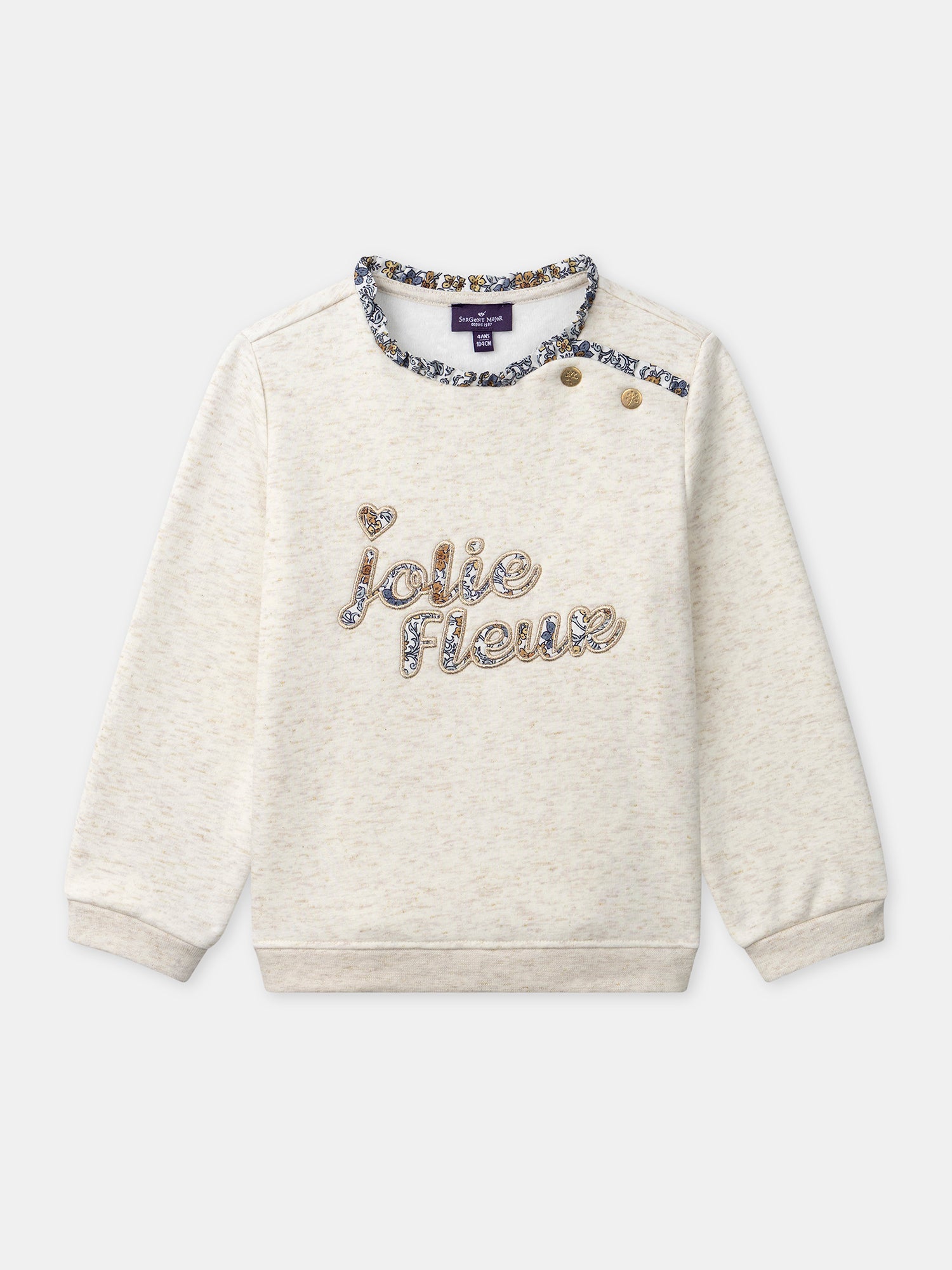 Sudadera ecru con bordado de "Flor Bonita" para niñas