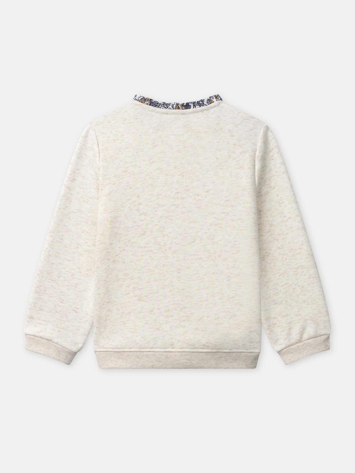 "Sudadera ecru con bordado ""Jolie Fleur"" para niñas"