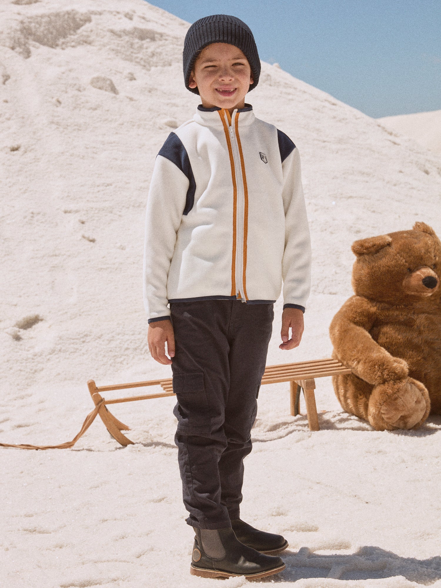 Chaleco blanco con cremallera para niños