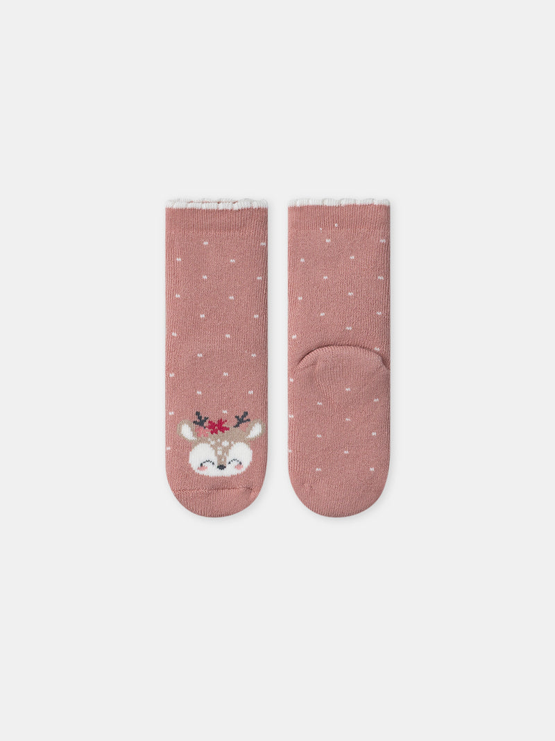 Chaussettes roses tête de biche Bébé Fille
