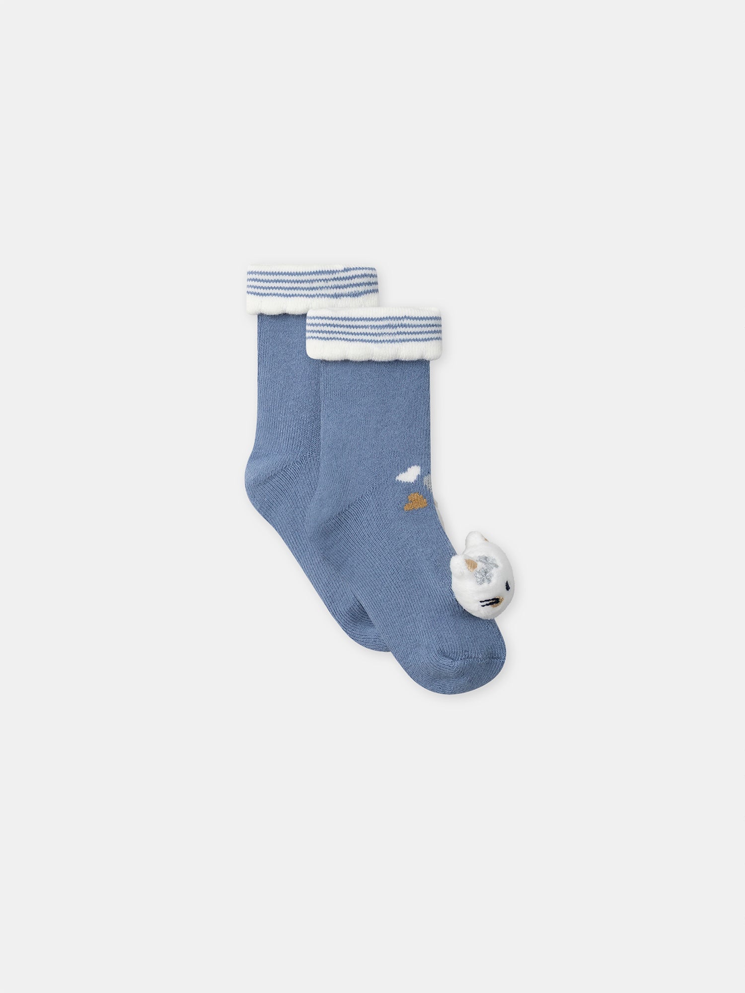 Calcetines Azules con Cabeza de Gato para Bebé Niña