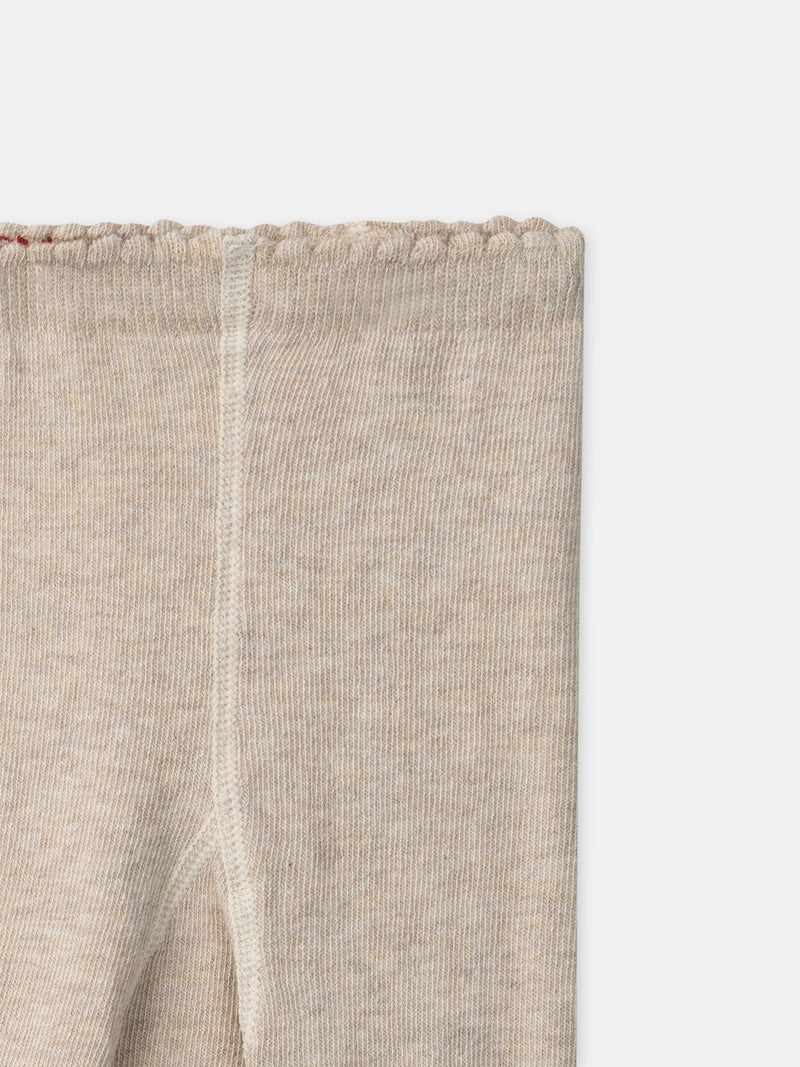 Collant beige à motifs fleurs Bébé Fille