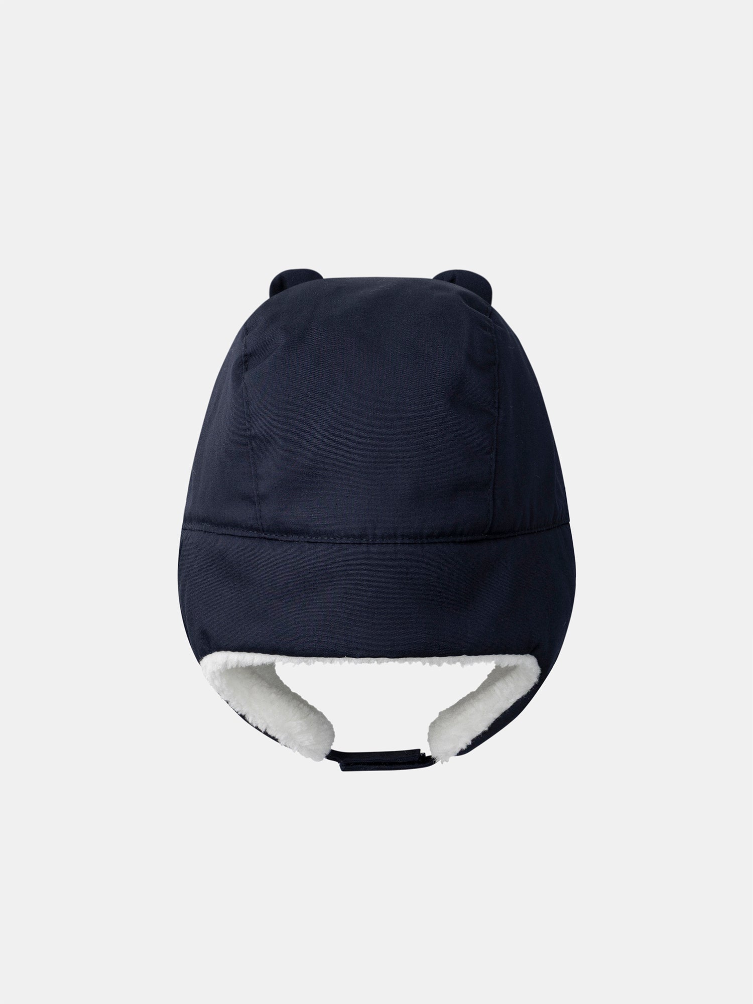 Gorro azul oscuro que cubre las orejas para bebé niño