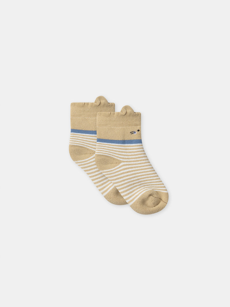 Calcetines marrones a rayas blancas para niño