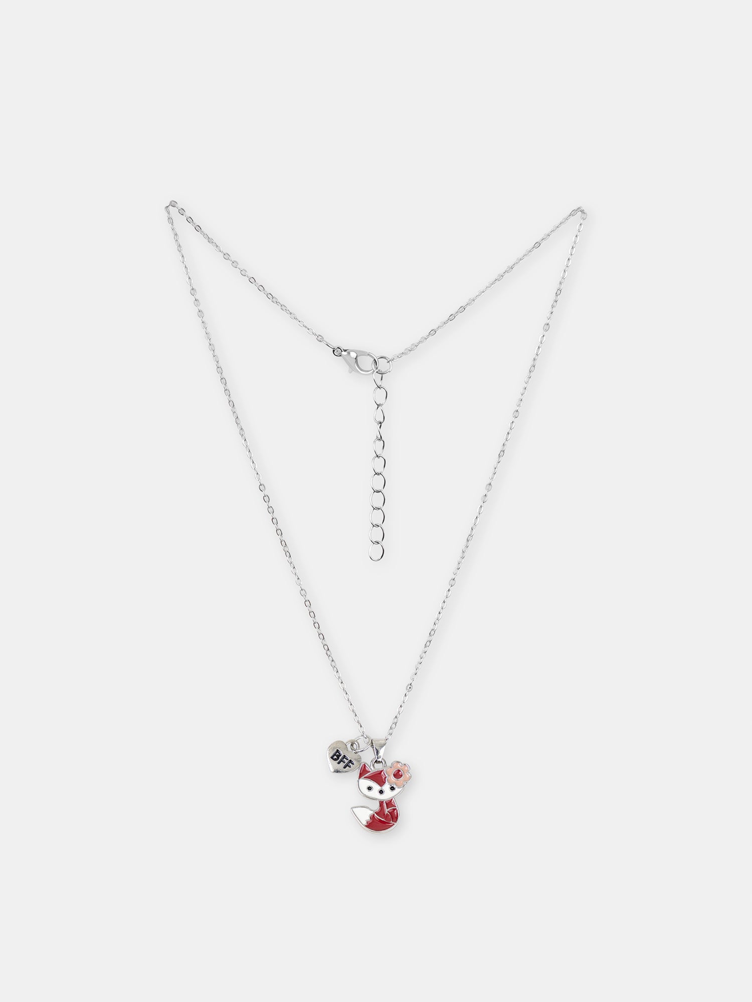 2 collares plateados con colgantes de zorro para niñas