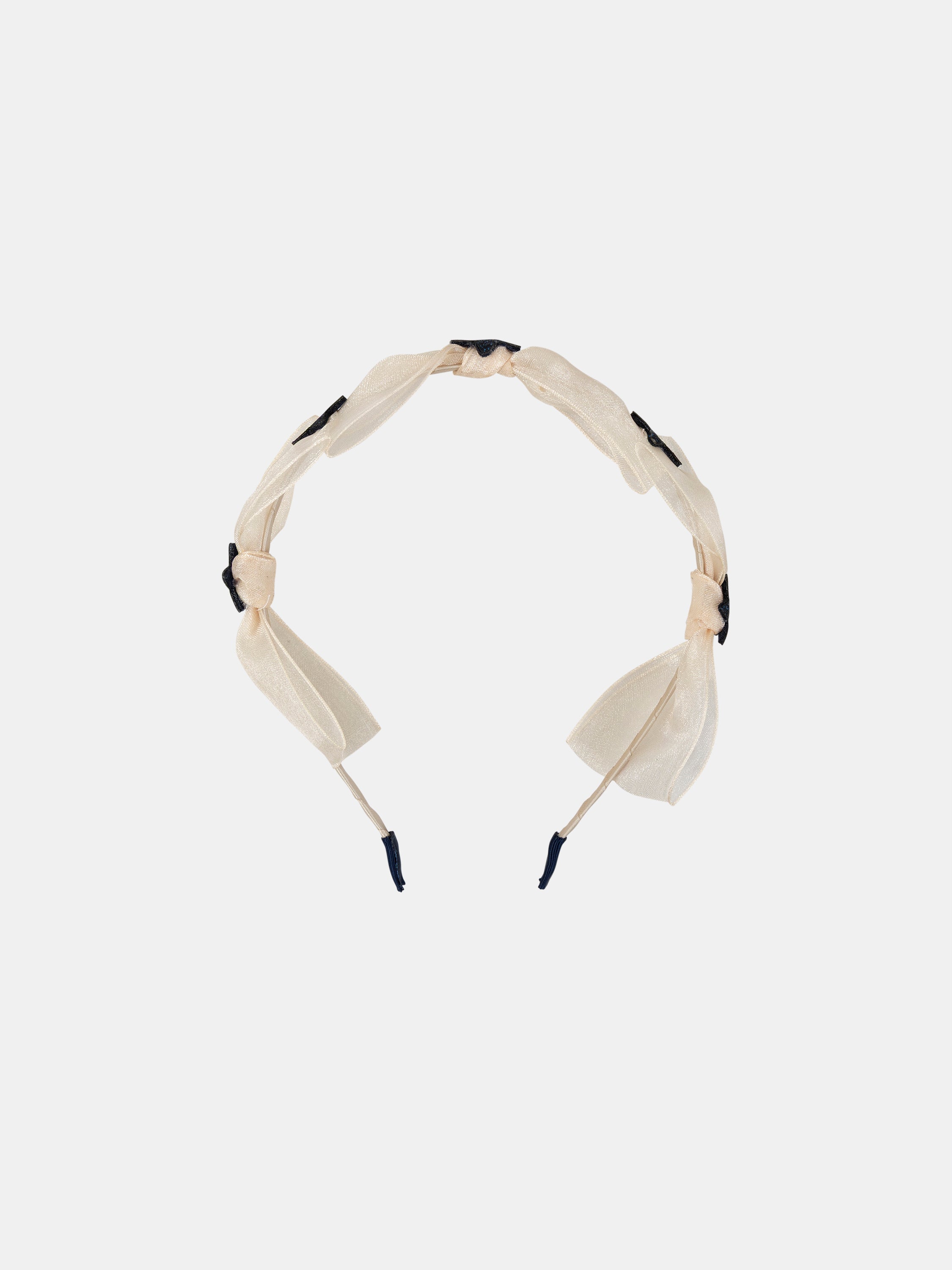 Diadema Beige de Tul con Estrella Brillante para Chicas