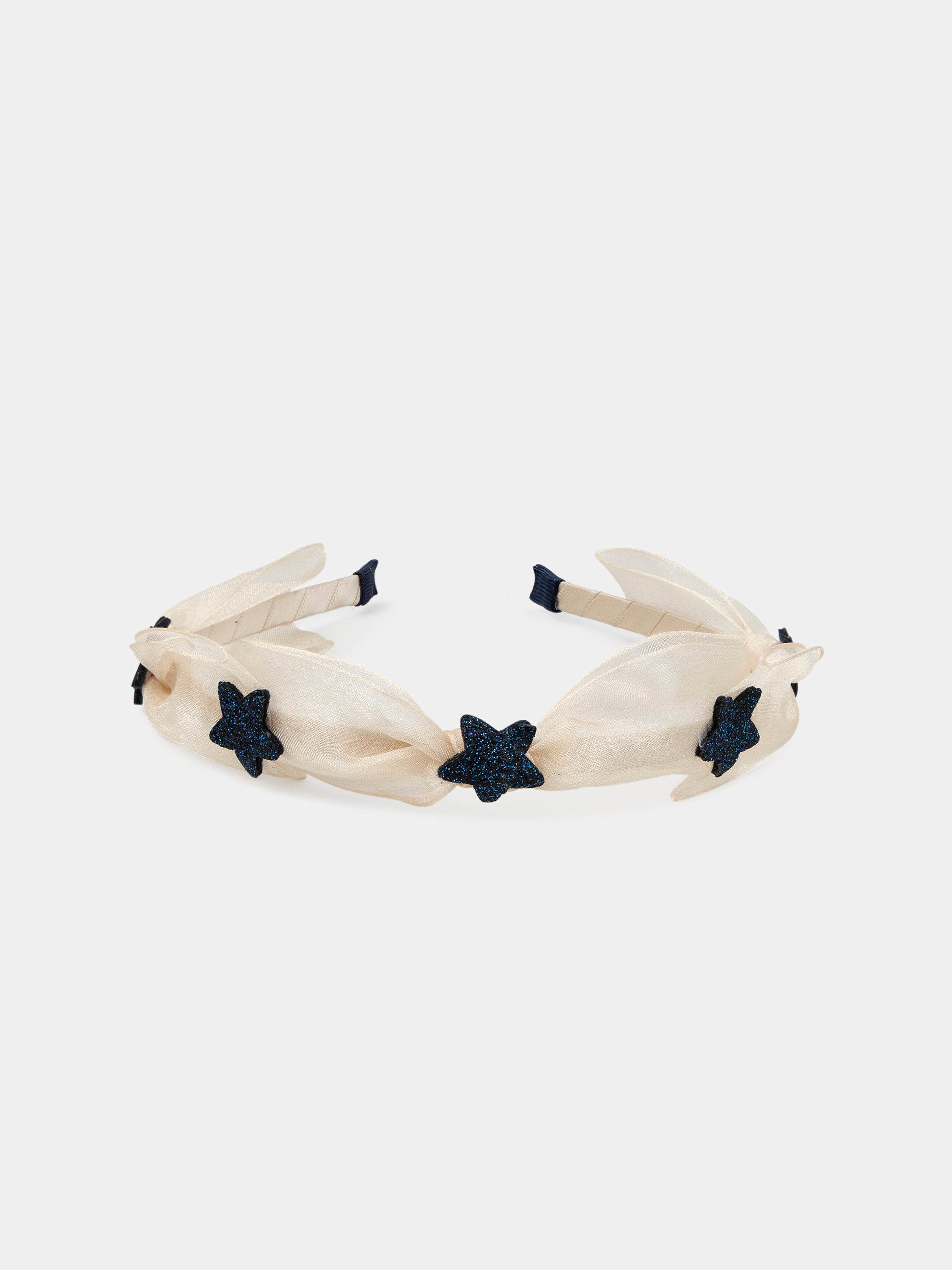 Diadema Beige de Tul con Estrella Brillante para Chicas