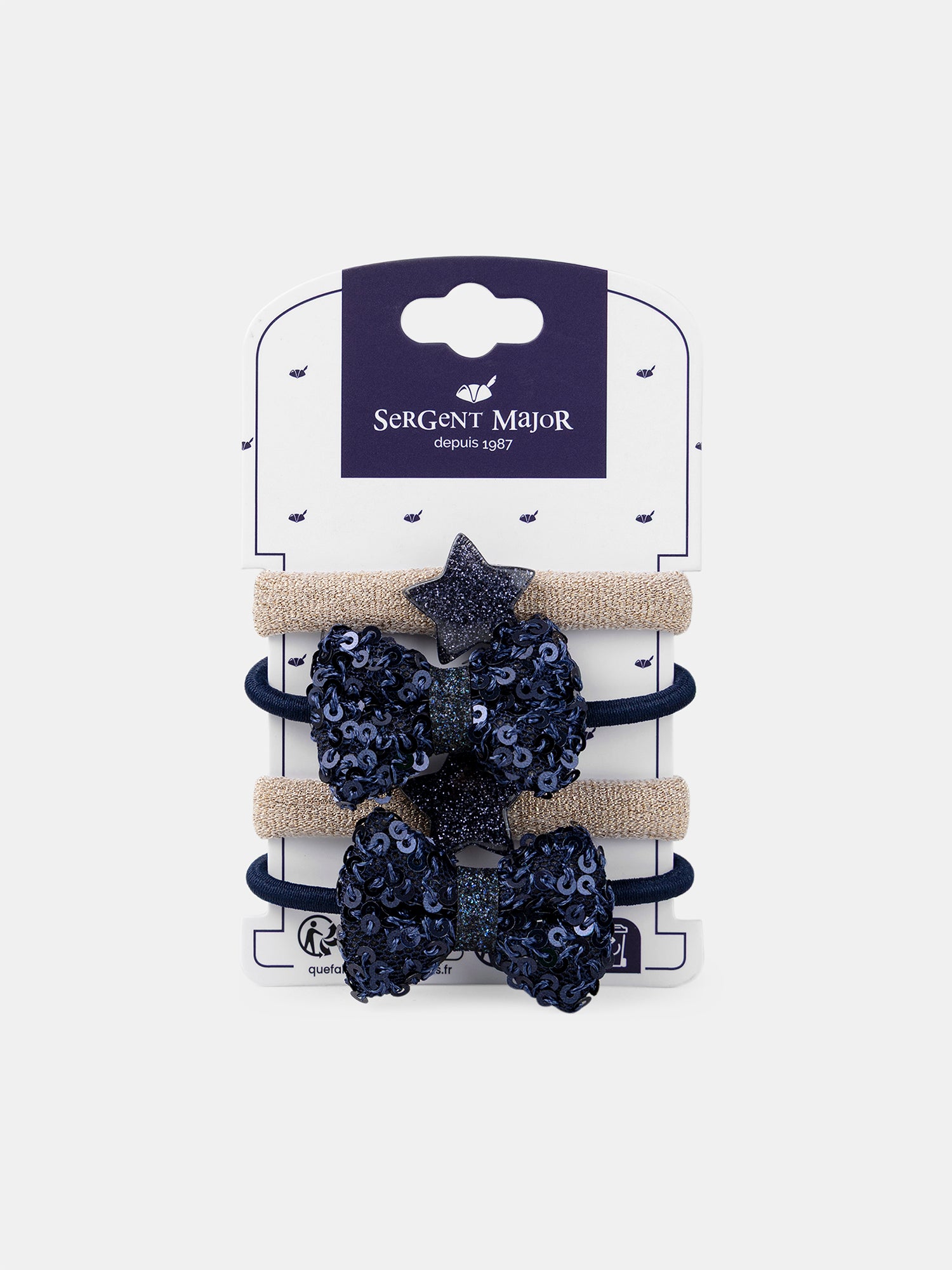 4 élastiques bleues à nœud et étoiles Fille