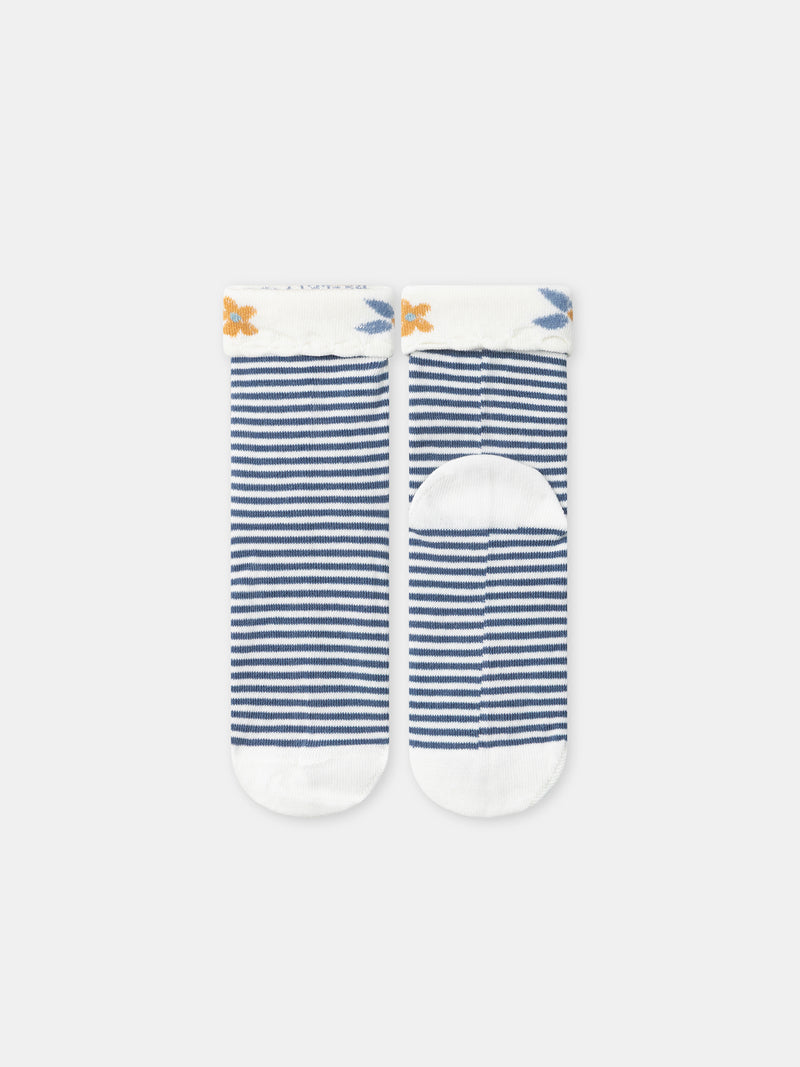Chaussettes à rayures bleues Fille