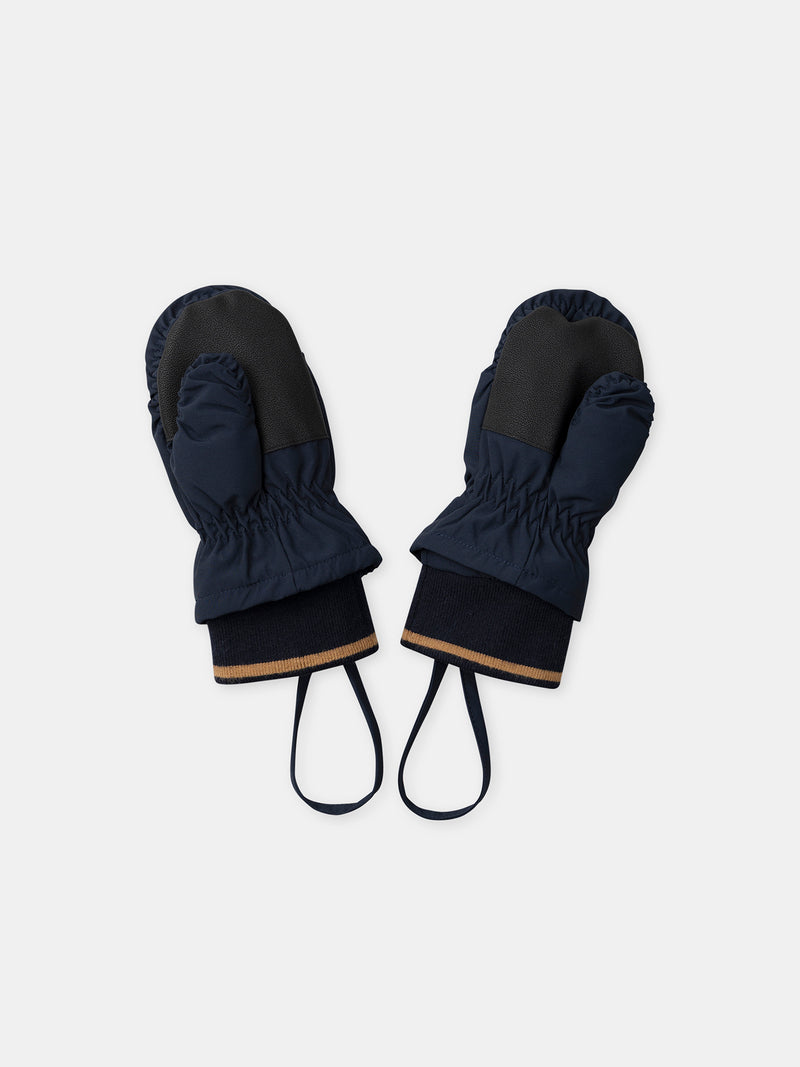 Guantes azul oscuro con impresión de cohetes para niños