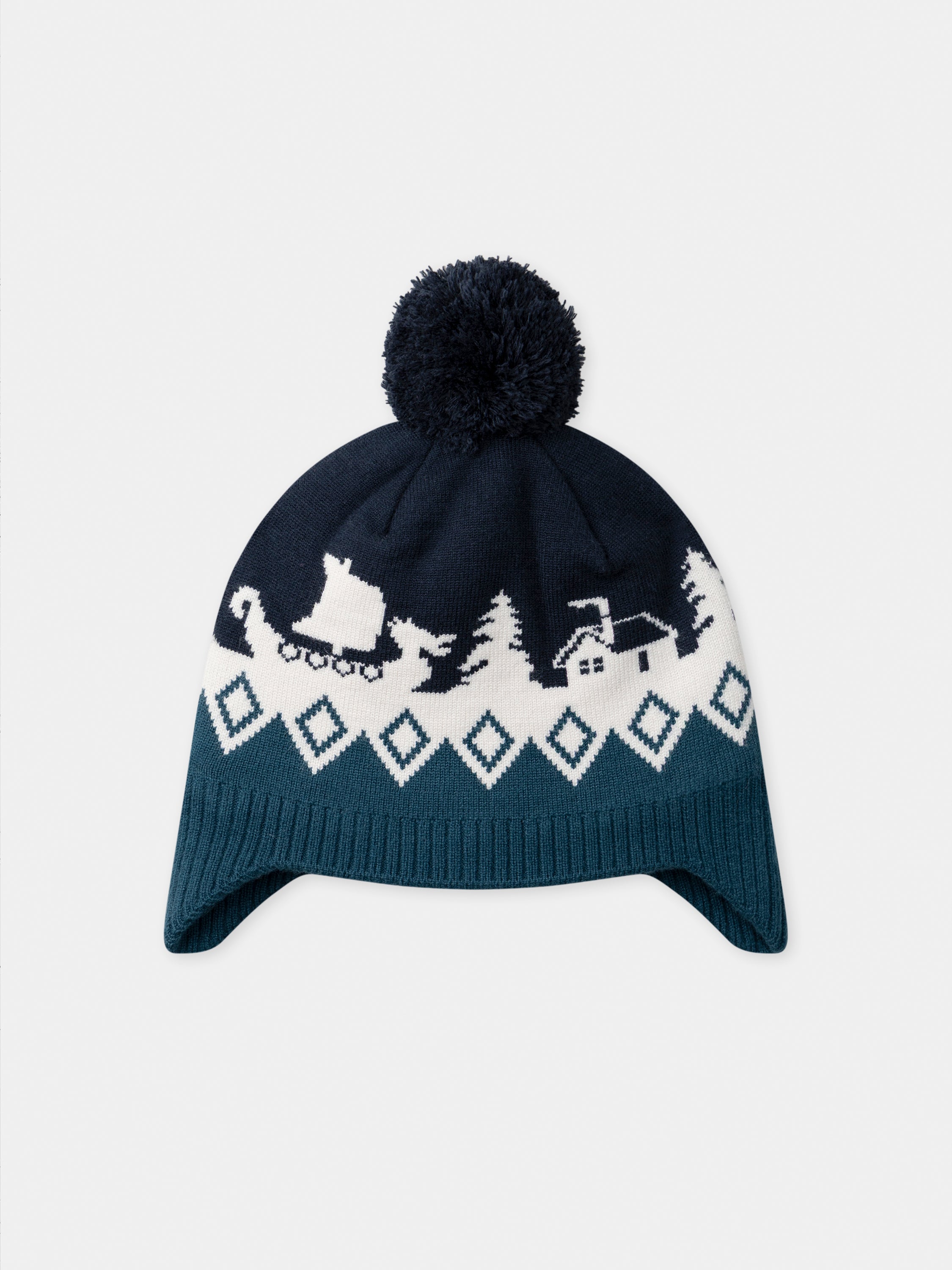 Gorro con Pompon y Patrón Jacquard para Niño