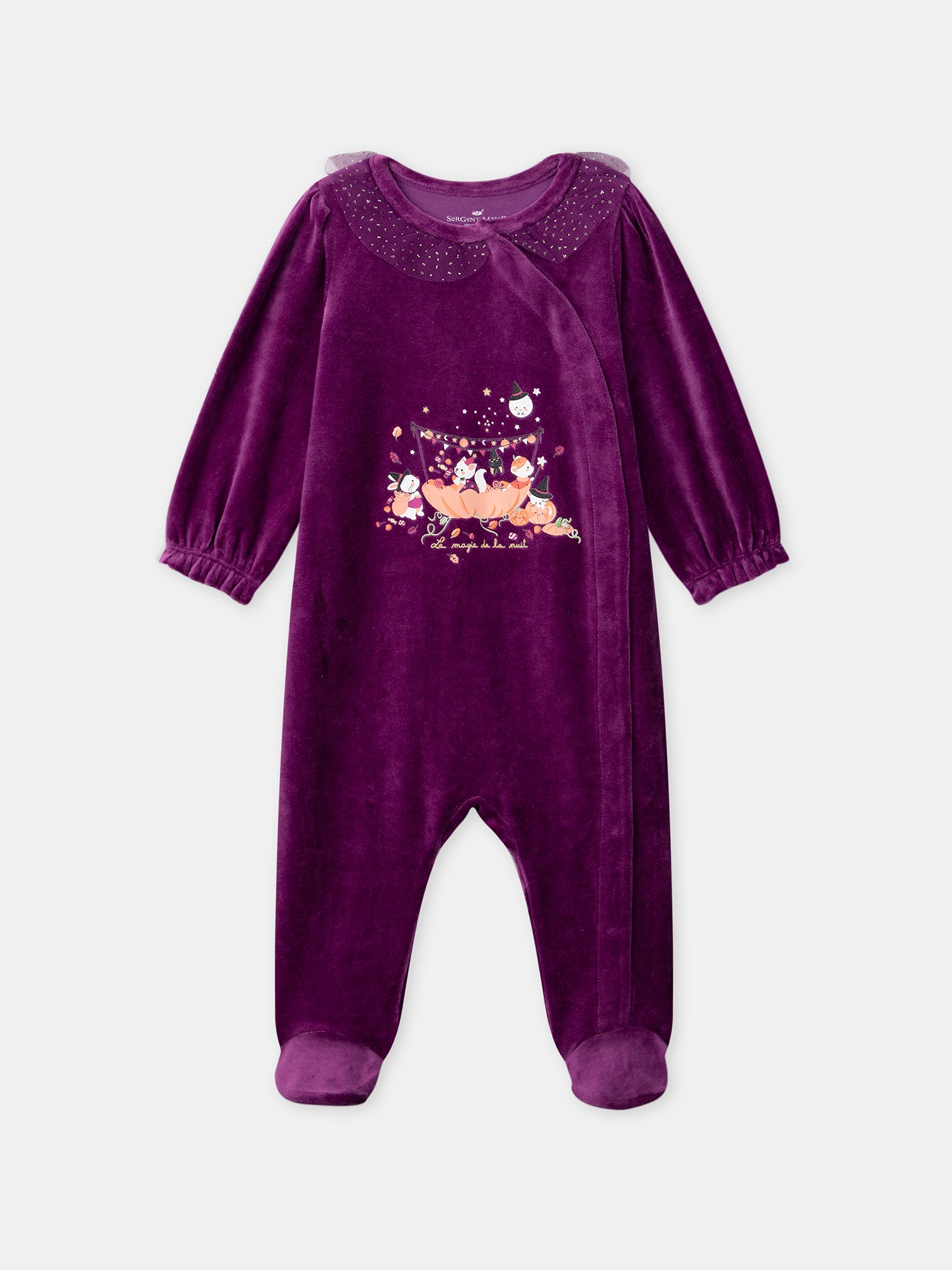 Saco de dormir de terciopelo violeta + Gorro de calabaza Bebé Niña