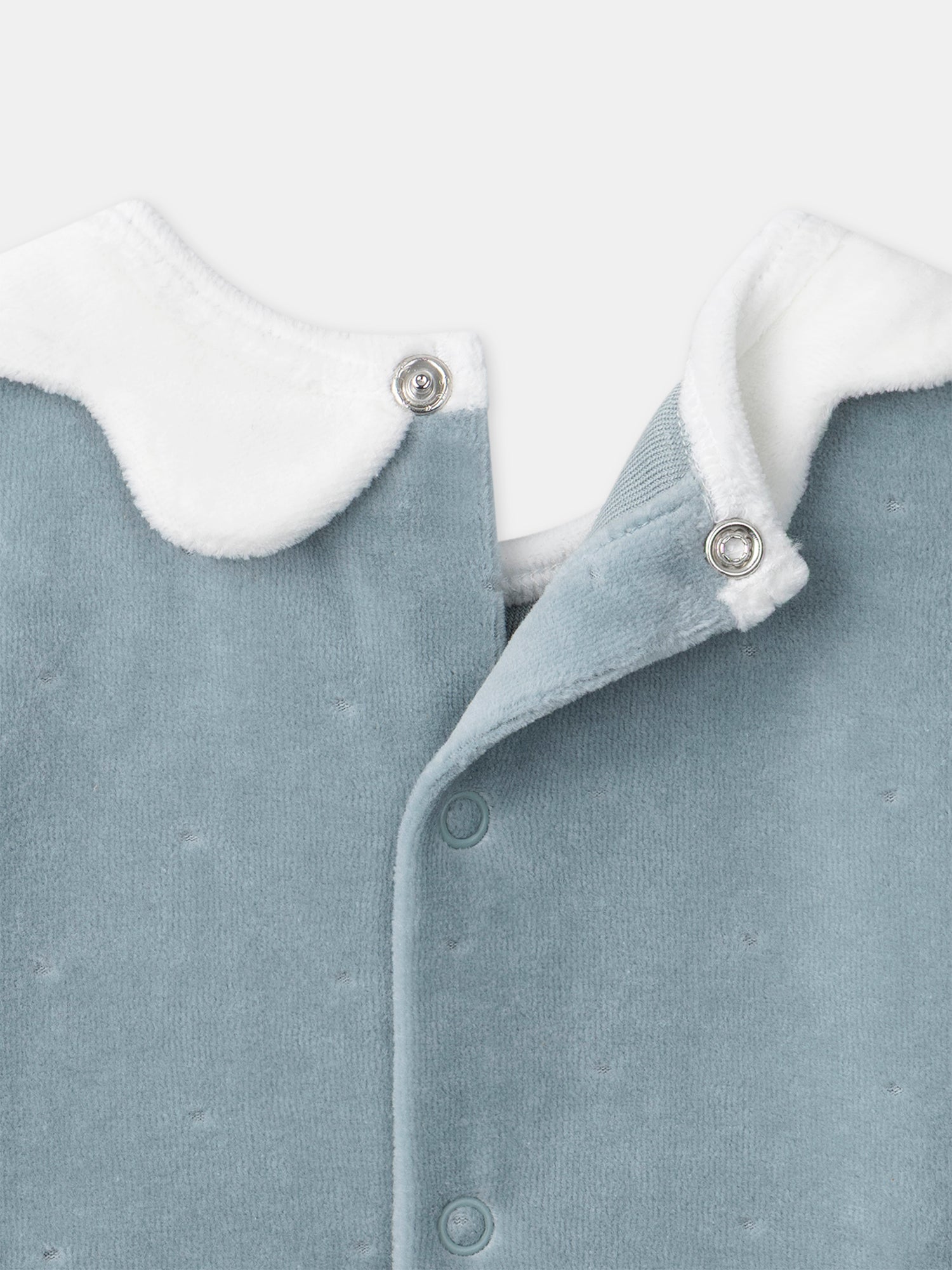 Mono azul de terciopelo con bordados de gatos para bebés niñas