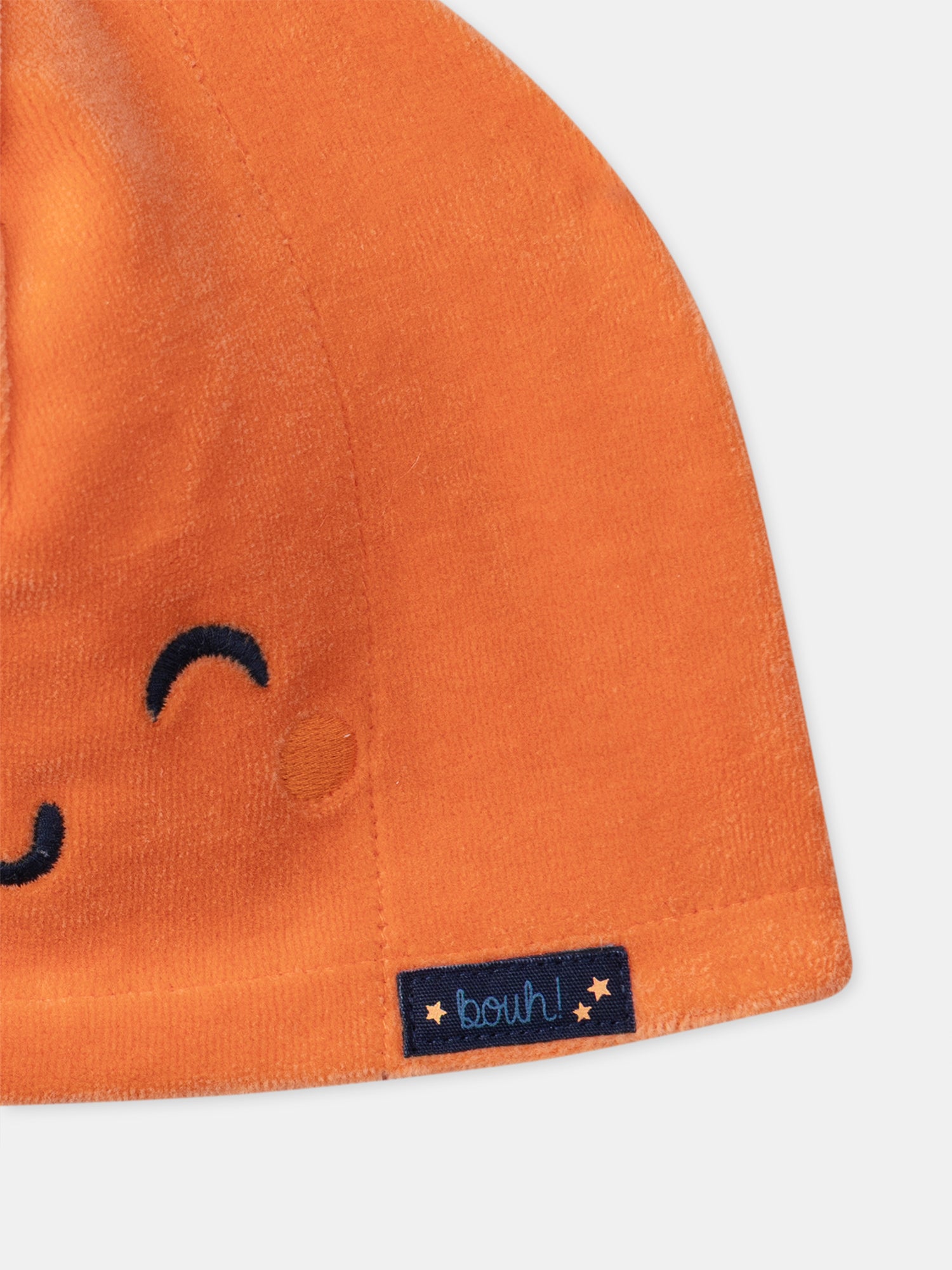 Mameluco de terciopelo azul marino + Sombrero de calabaza para bebé niño