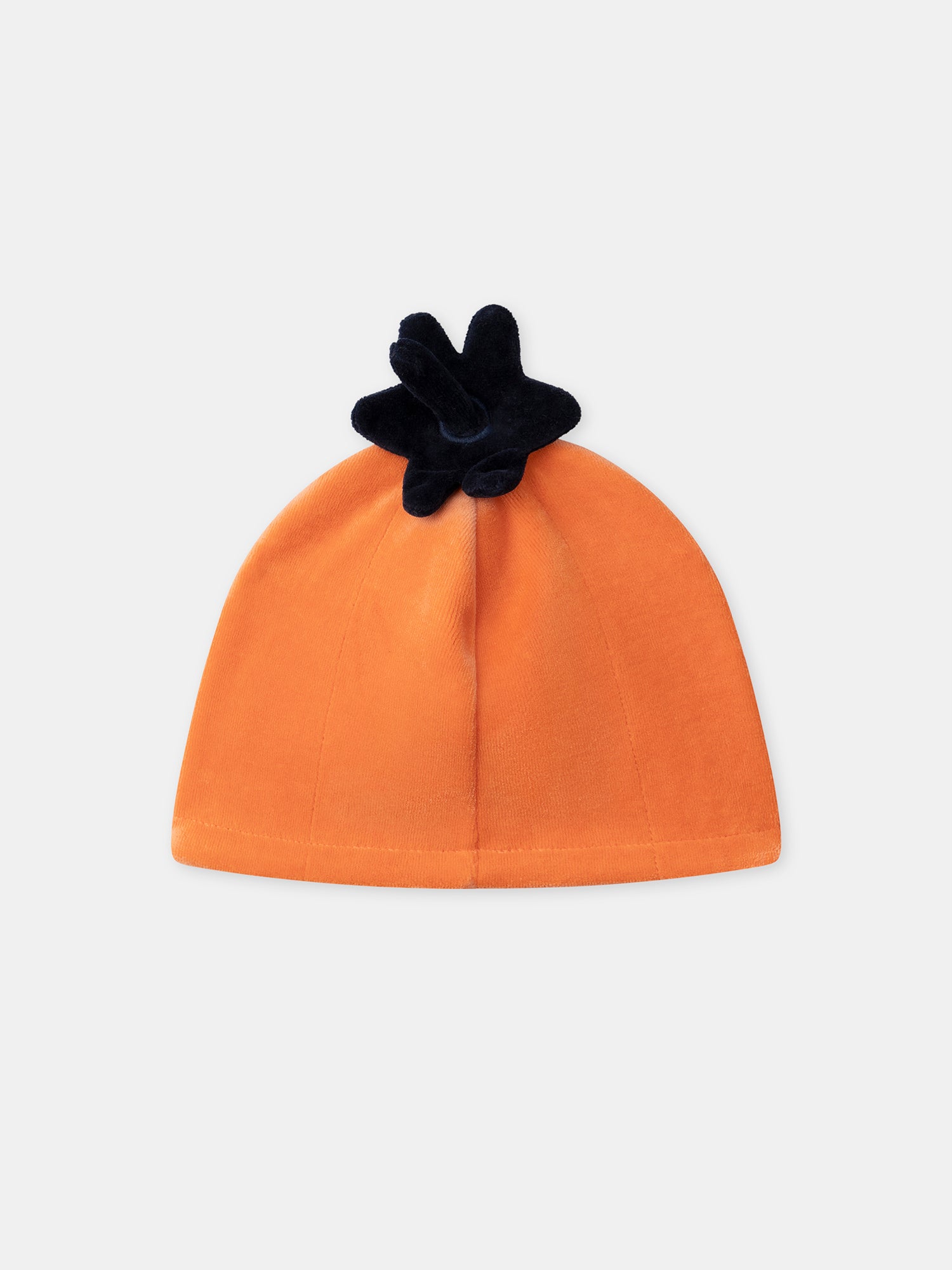 Mameluco de terciopelo azul marino + Sombrero de calabaza para bebé niño