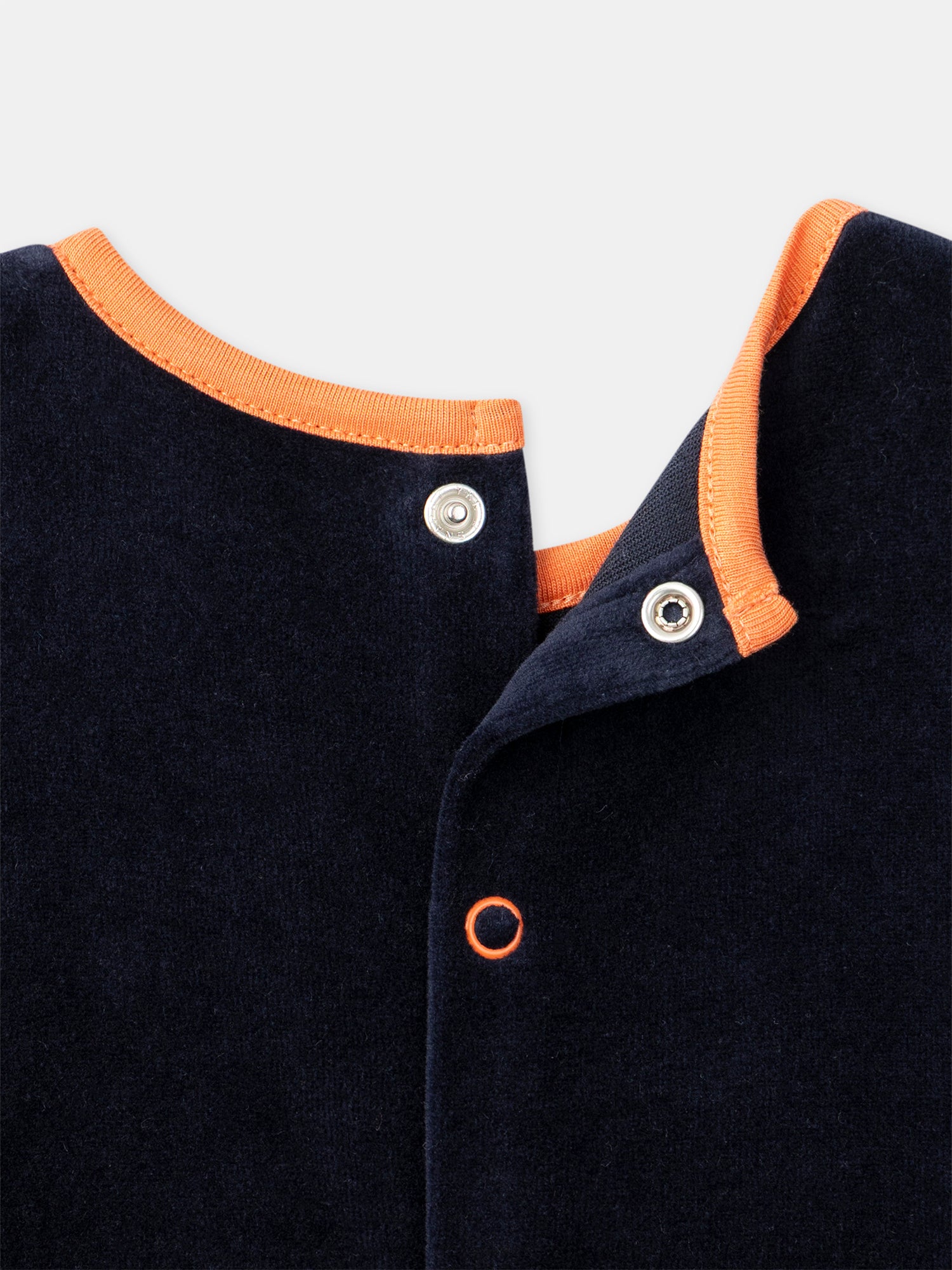 Mameluco de terciopelo azul marino + Sombrero de calabaza para bebé niño