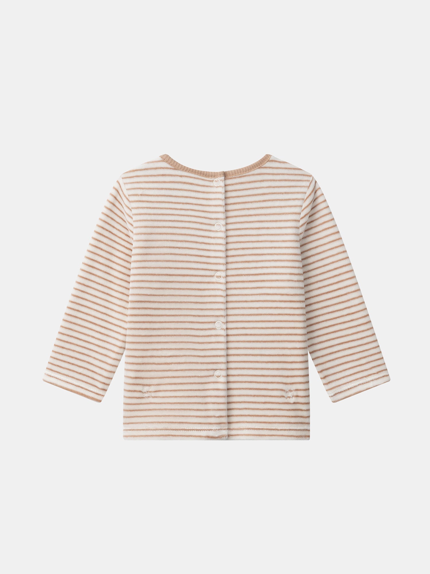 Pijama de rayas color marfil y conejo para bebé niño