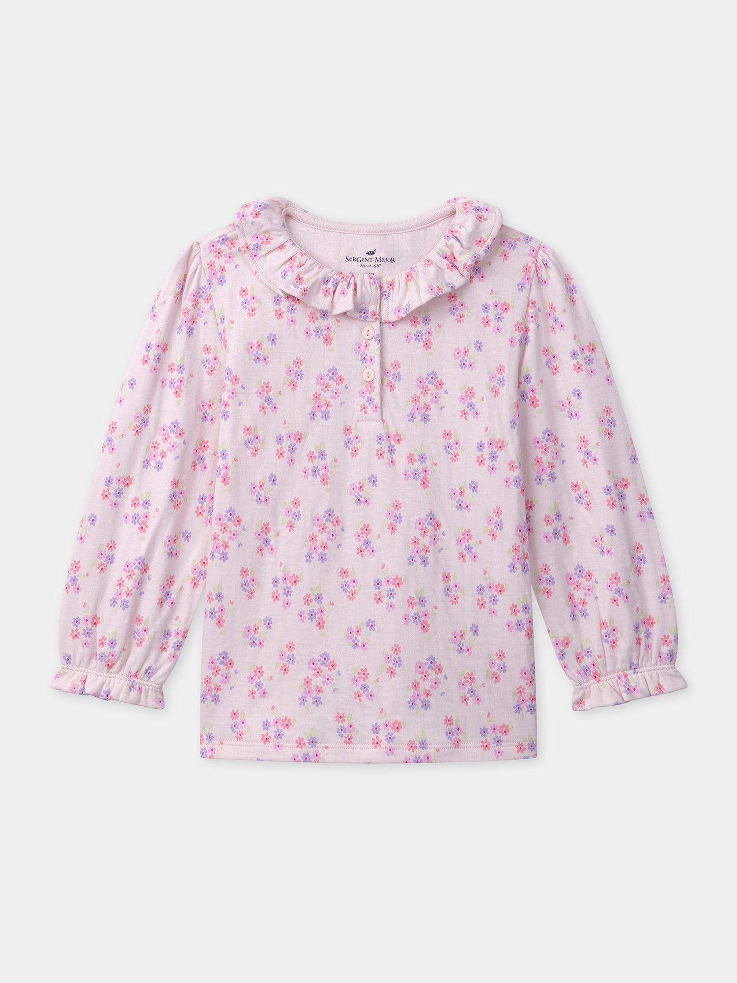 Pyjama rose imprimé fleuri Fille