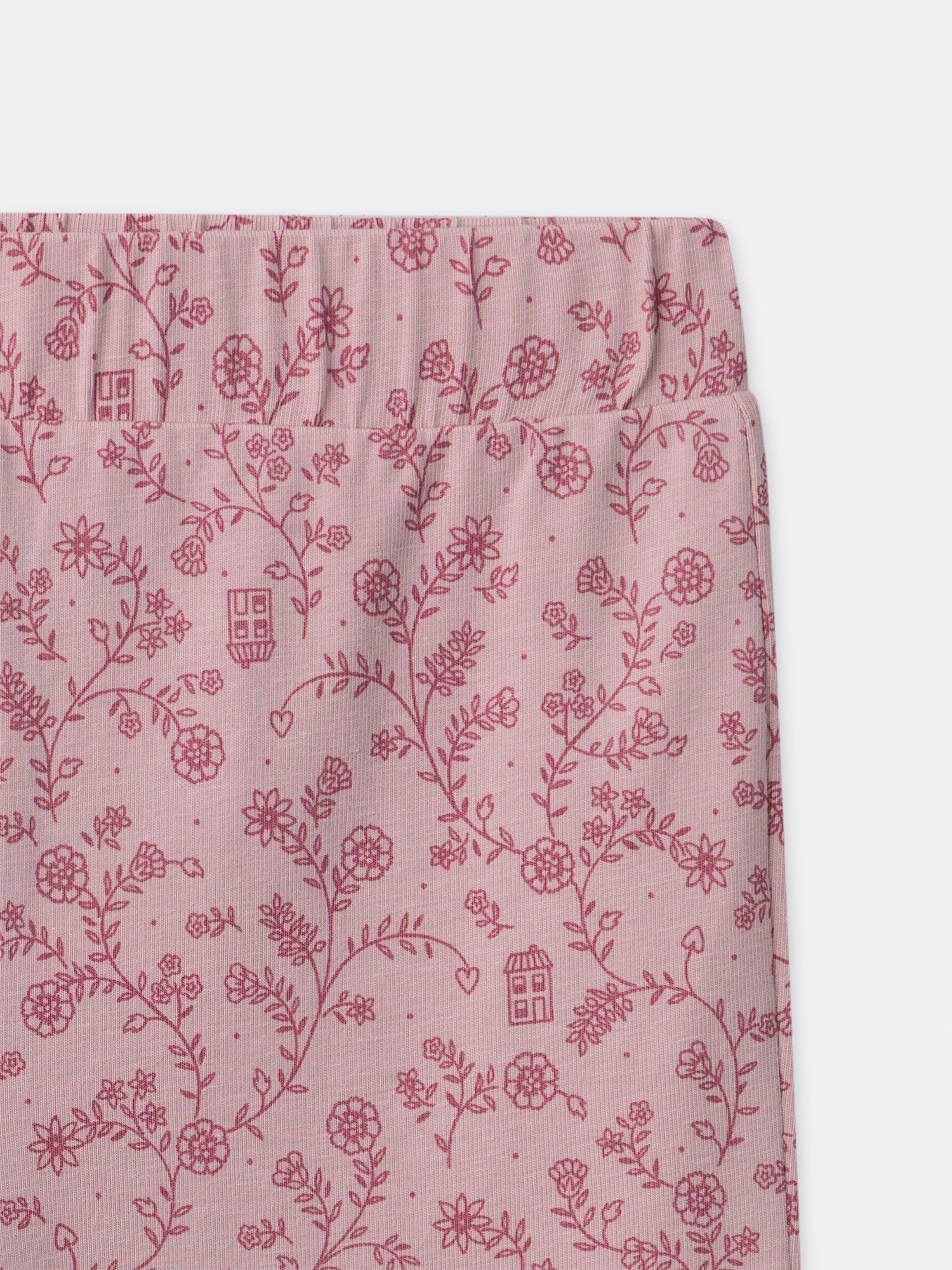 Pijama de terciopelo rosa oscuro con estampado floral para chicas