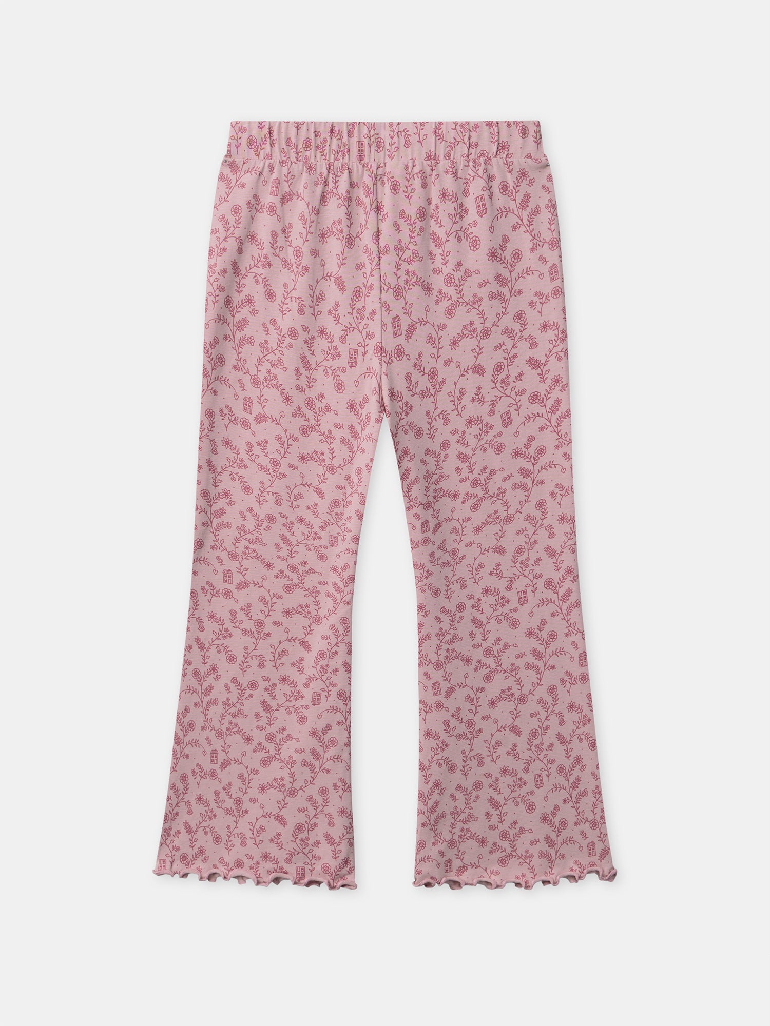 Pijama de terciopelo rosa oscuro con estampado floral para chicas