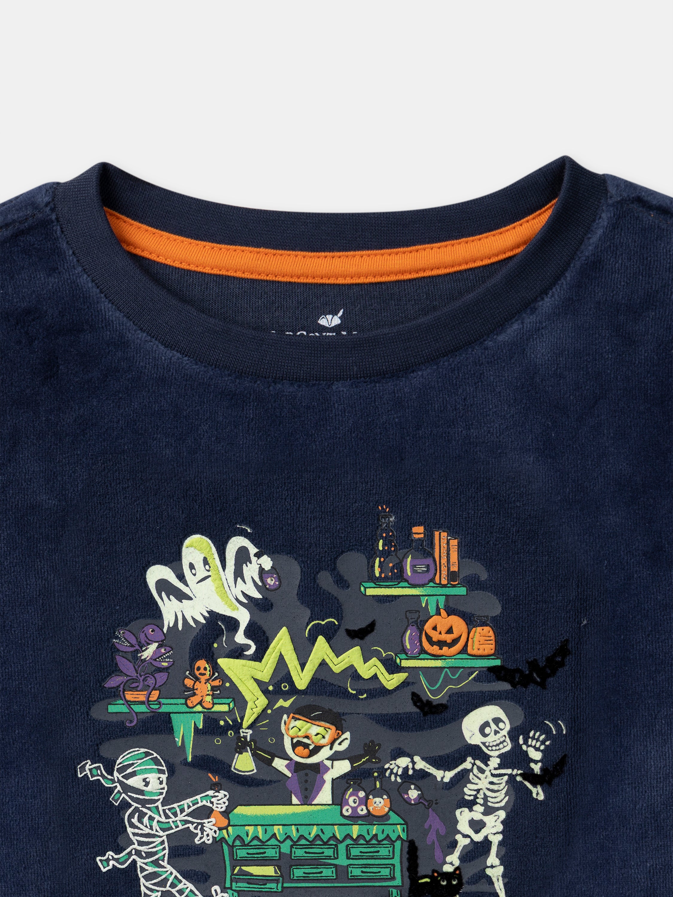 Pijama de terciopelo azul marino + Capa para niño