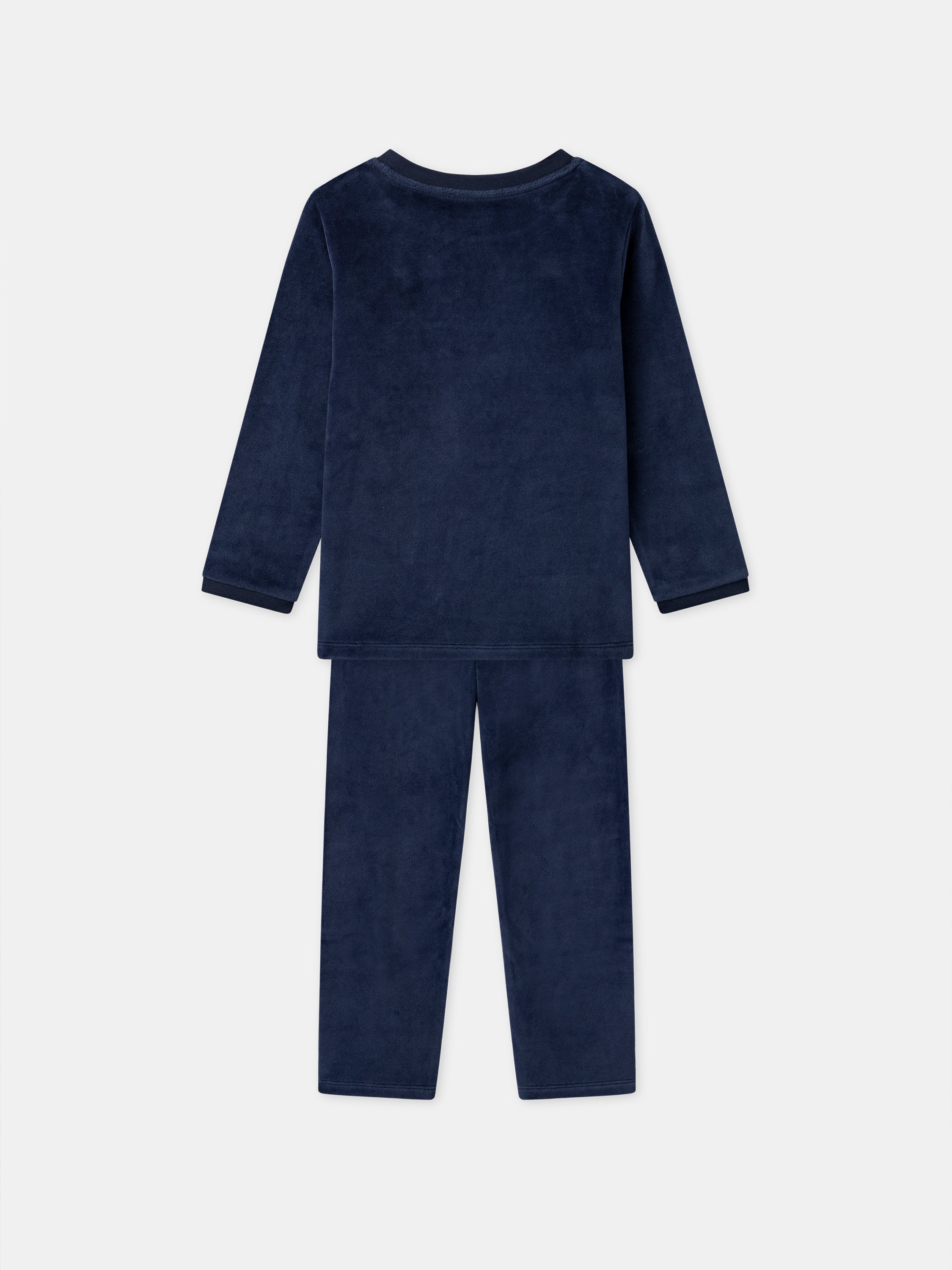 Pijama de terciopelo azul marino + Capa para niño