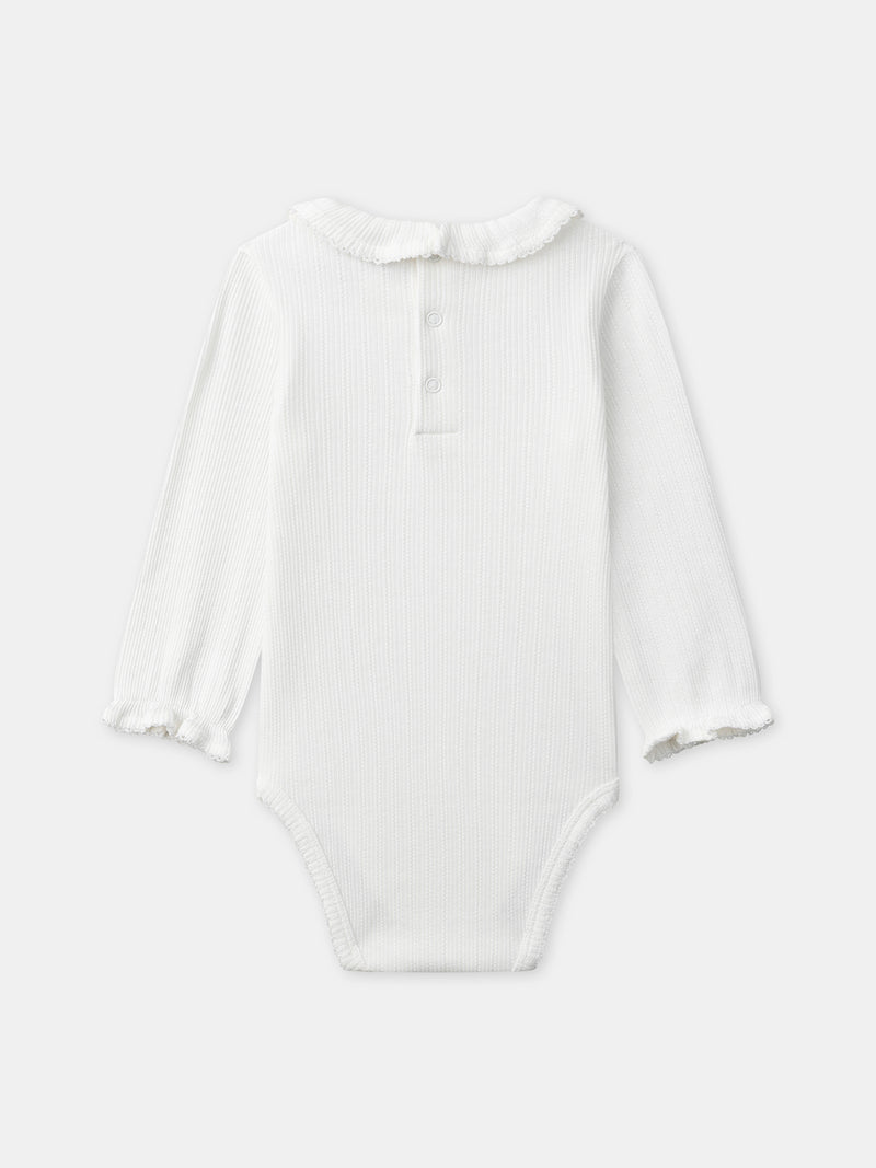 Ensemble combinaison fleuri + body écru + chaussettes à ruban Naissance Fille
