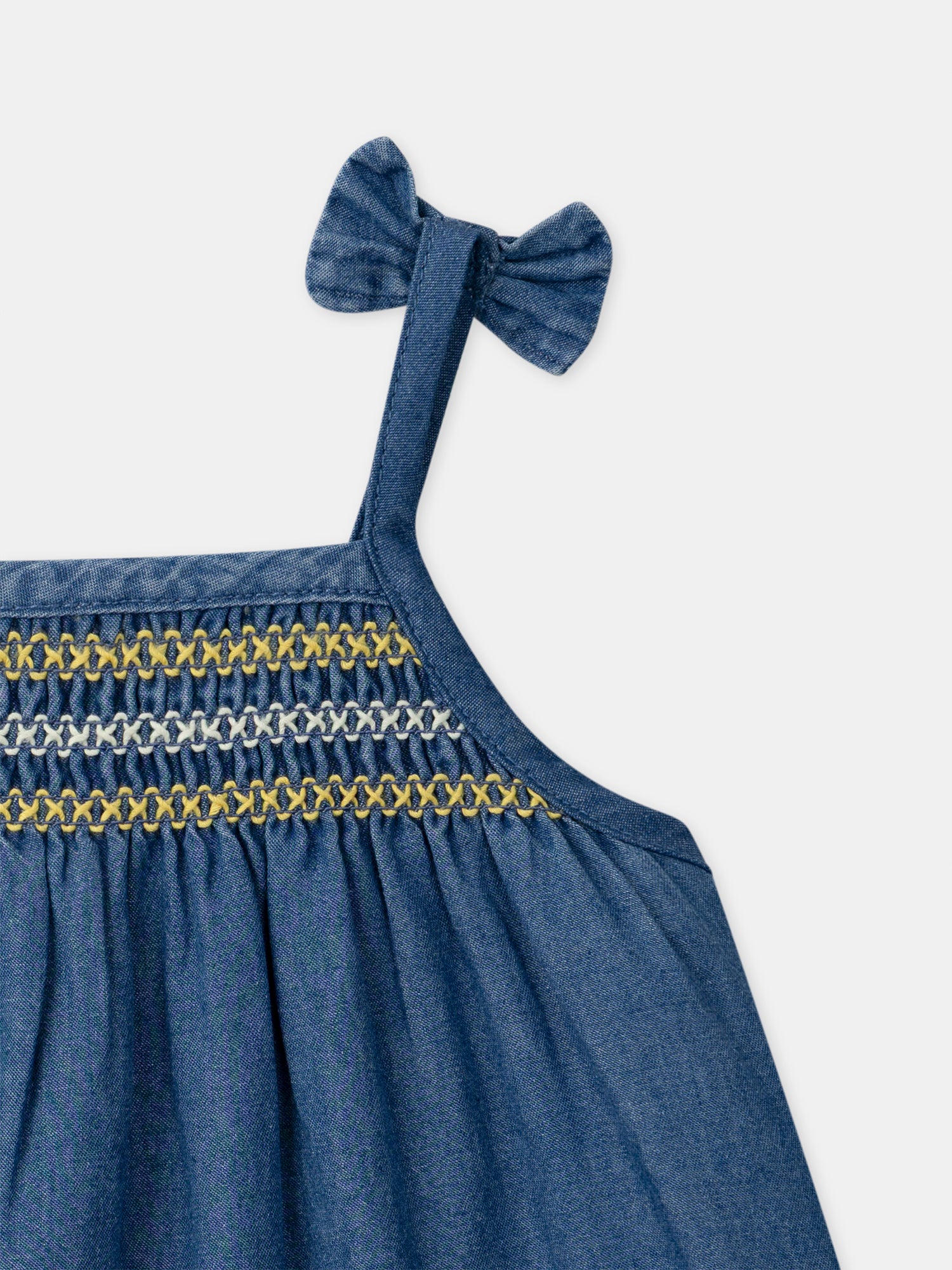 Vestido de denim con bordados de limón para Bebé Chica