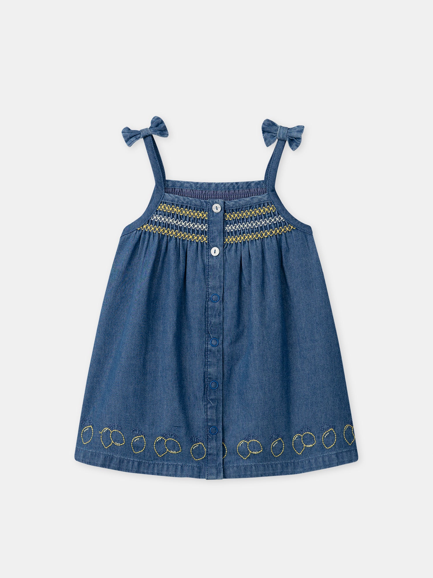 Vestido de denim con bordados de limón para Bebé Chica