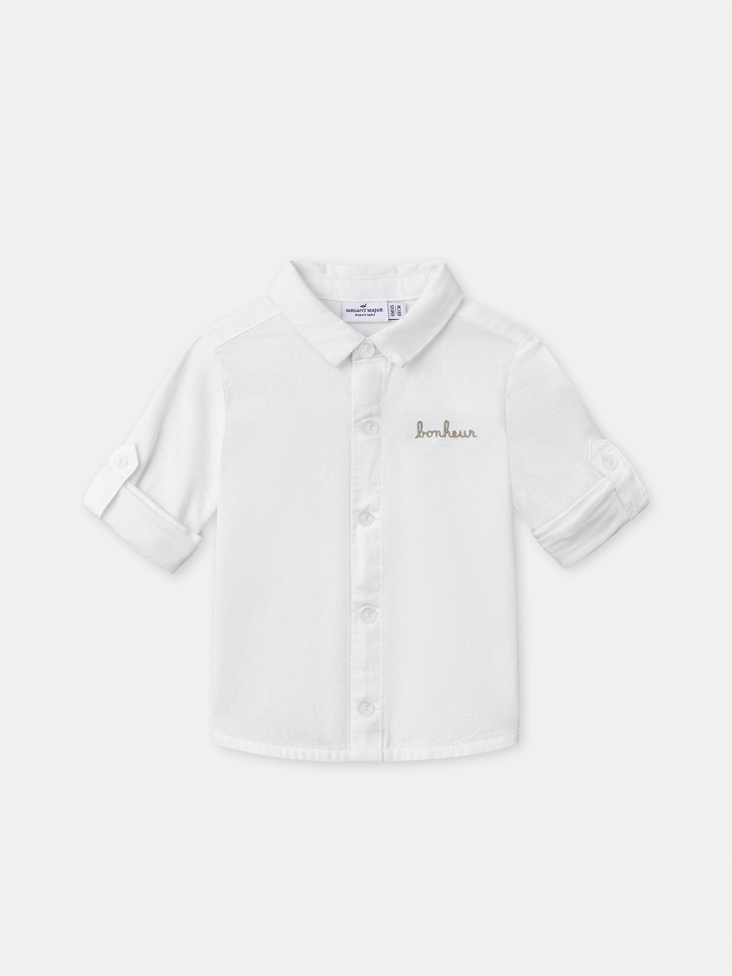 Camisa Ecru con Mangas Remangadas Bebé Chico