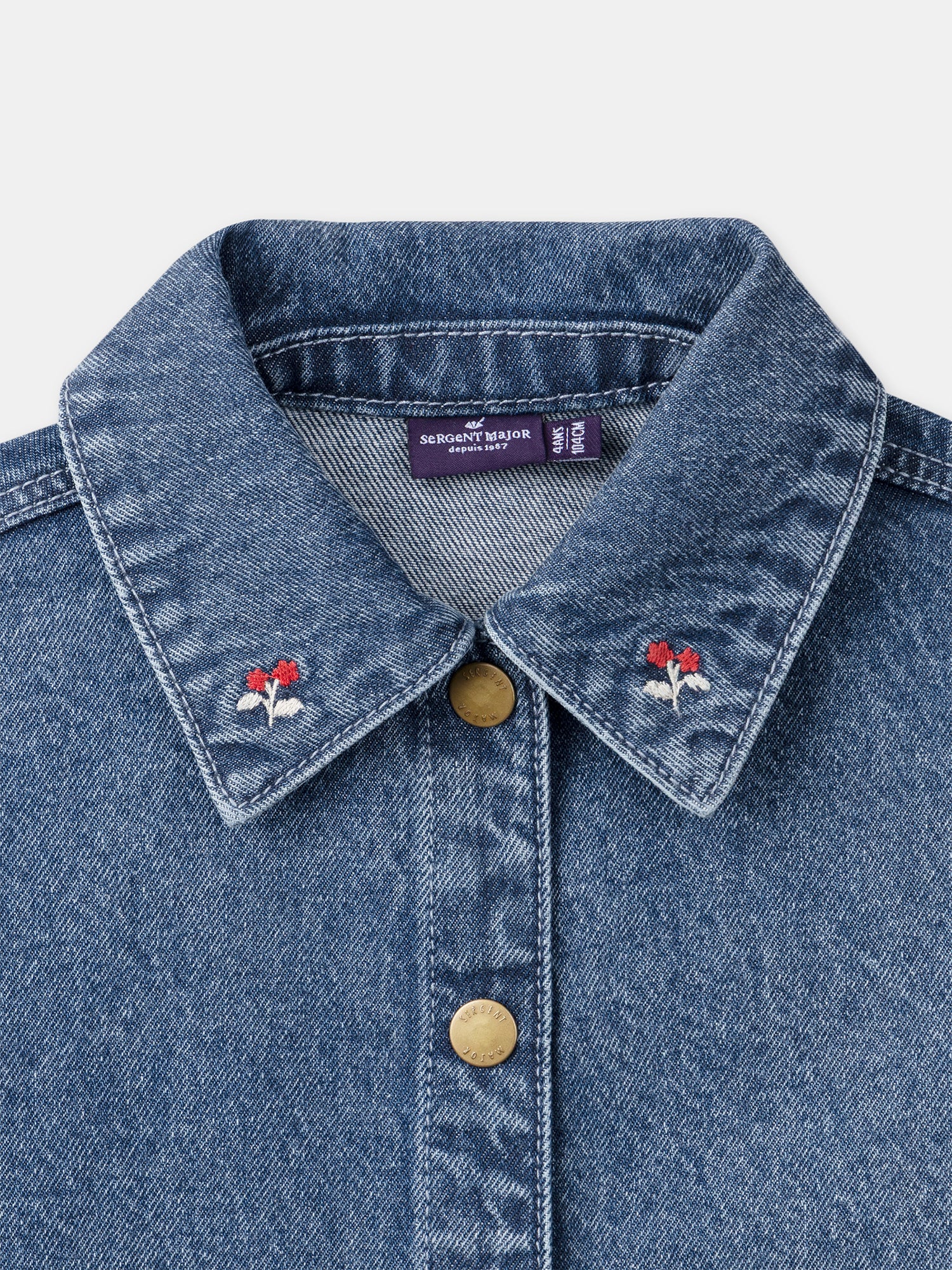 Veste en jean à broderie "M" Fille